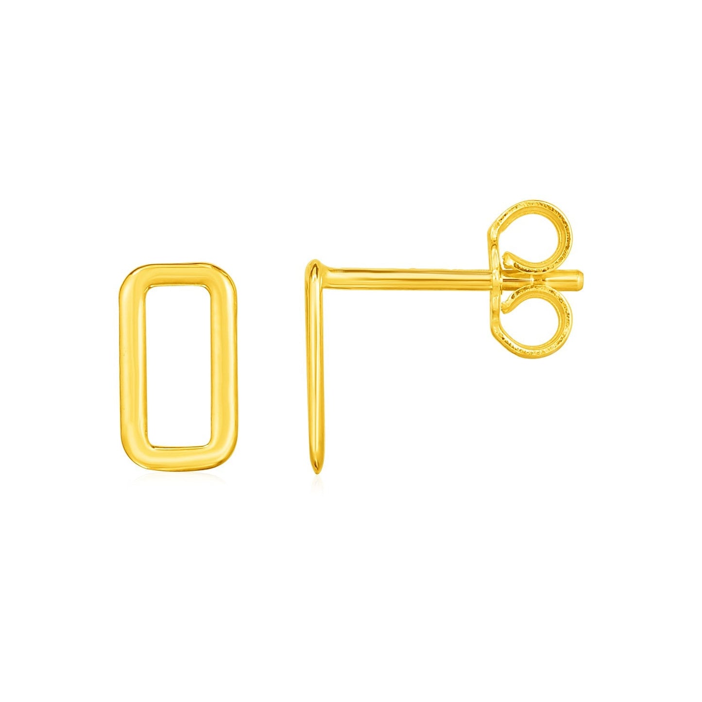 14k Yellow Gold Post Earrings with Open Rectangles-0