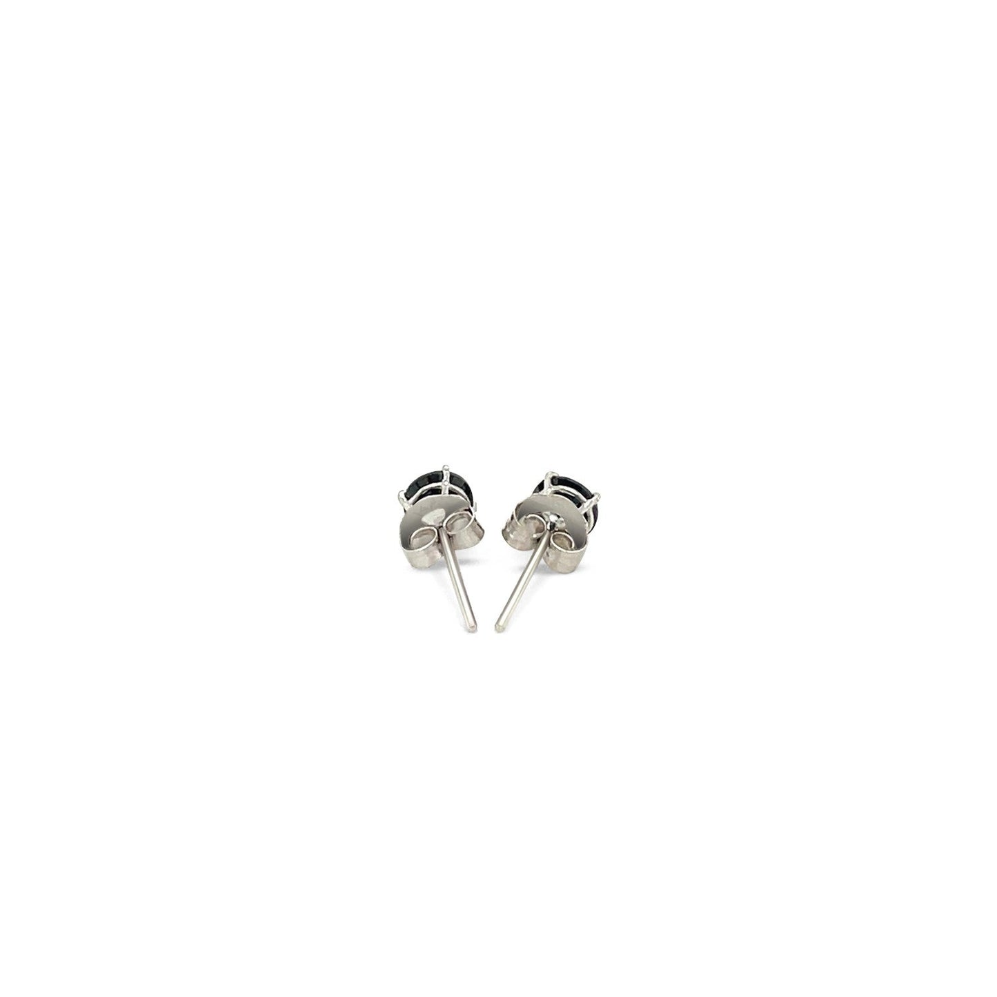 14k White Gold Stud Earrings with Black 4mm Cubic Zirconia-2