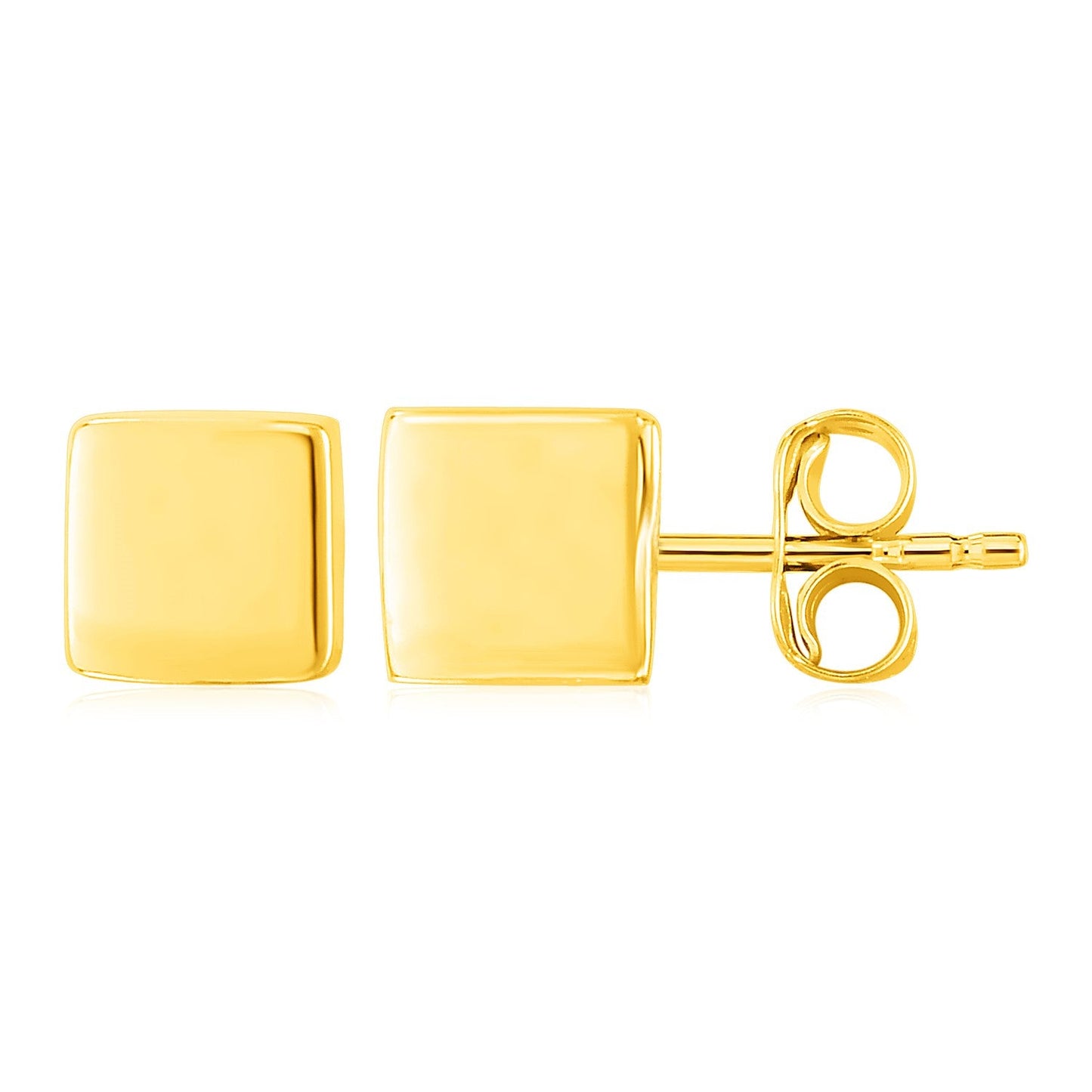 14k Yellow Gold Polished Cube Post Earrings-0