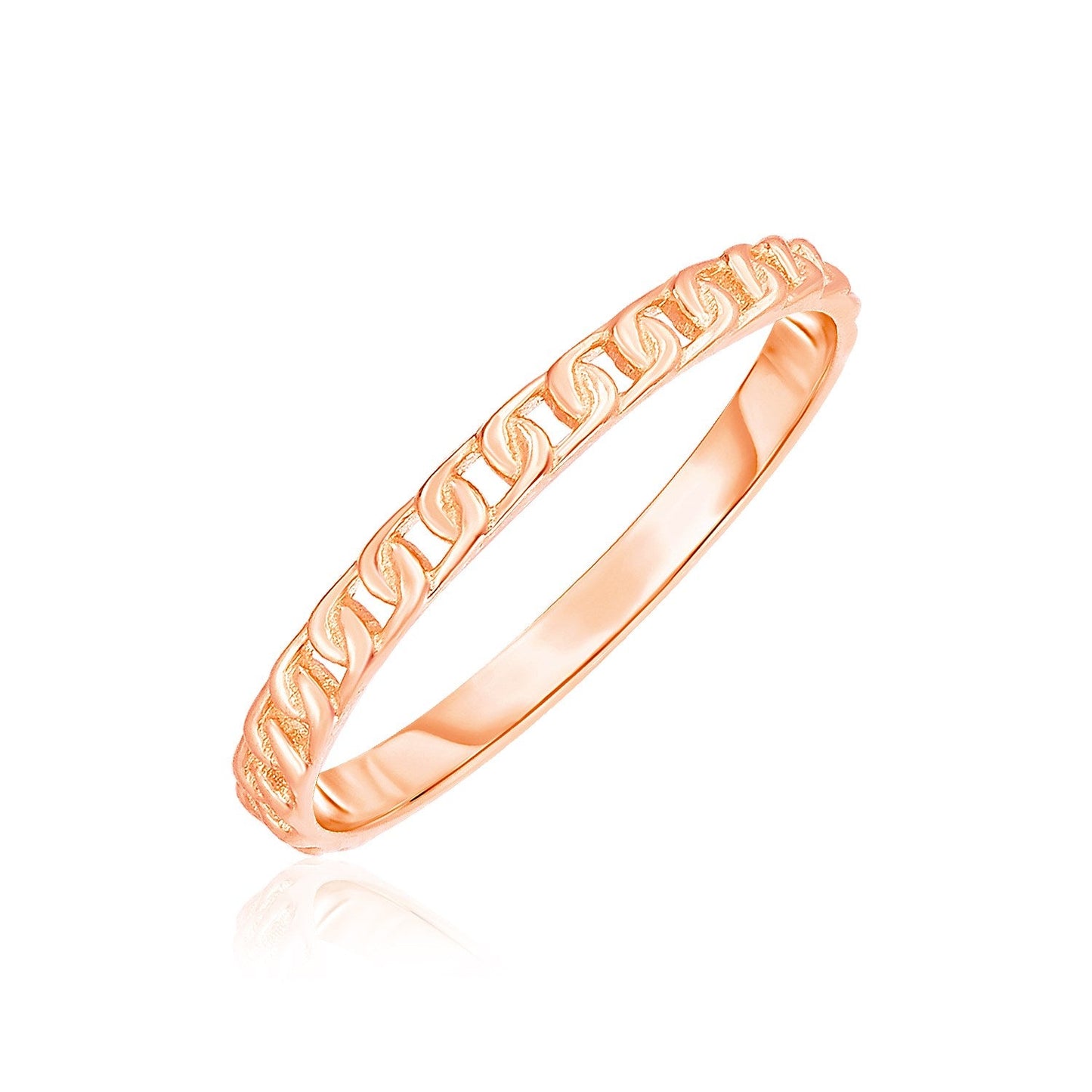 14k Rose Gold Ring with Bead Texture-0