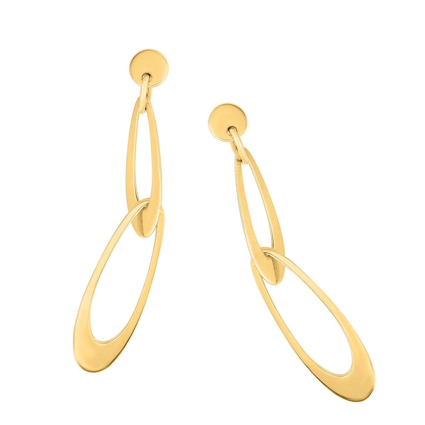 14k Yellow Gold Italian Oval Link Earrings-1
