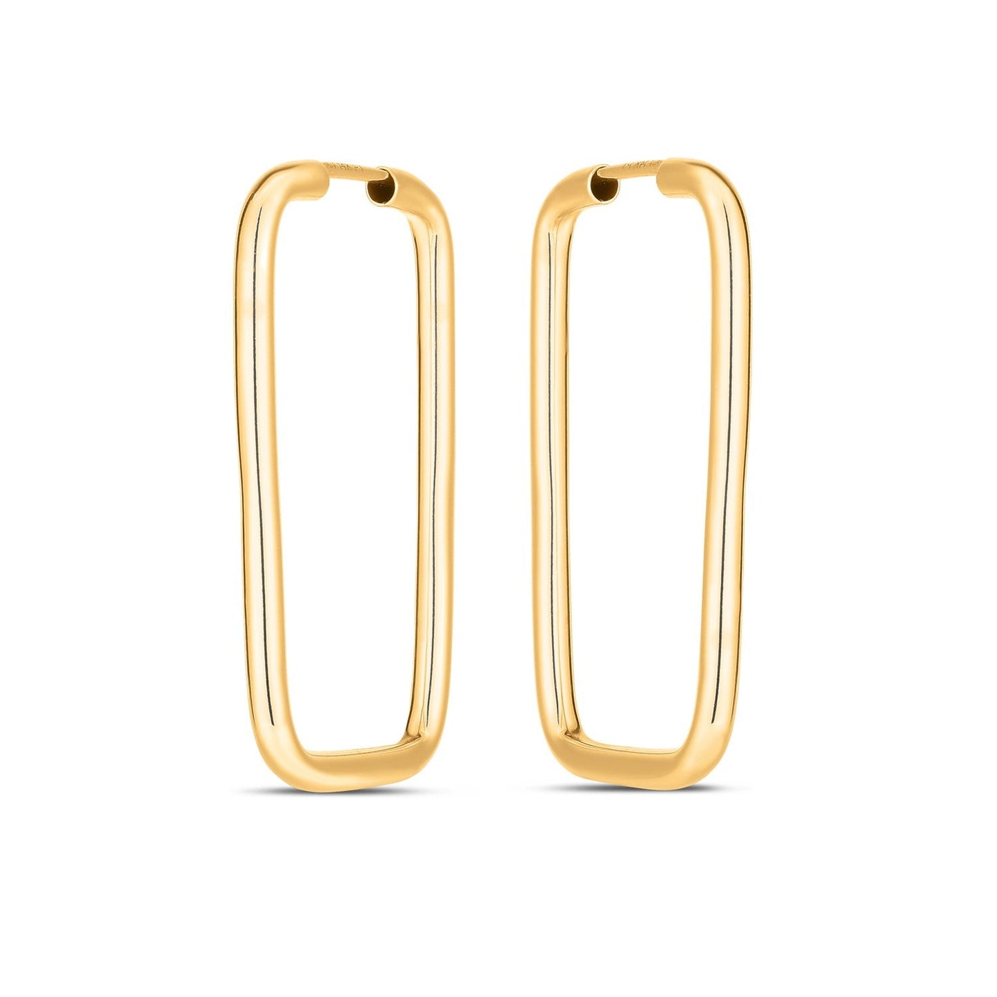 14k Yellow Gold Endless Rectangle Hoops-1