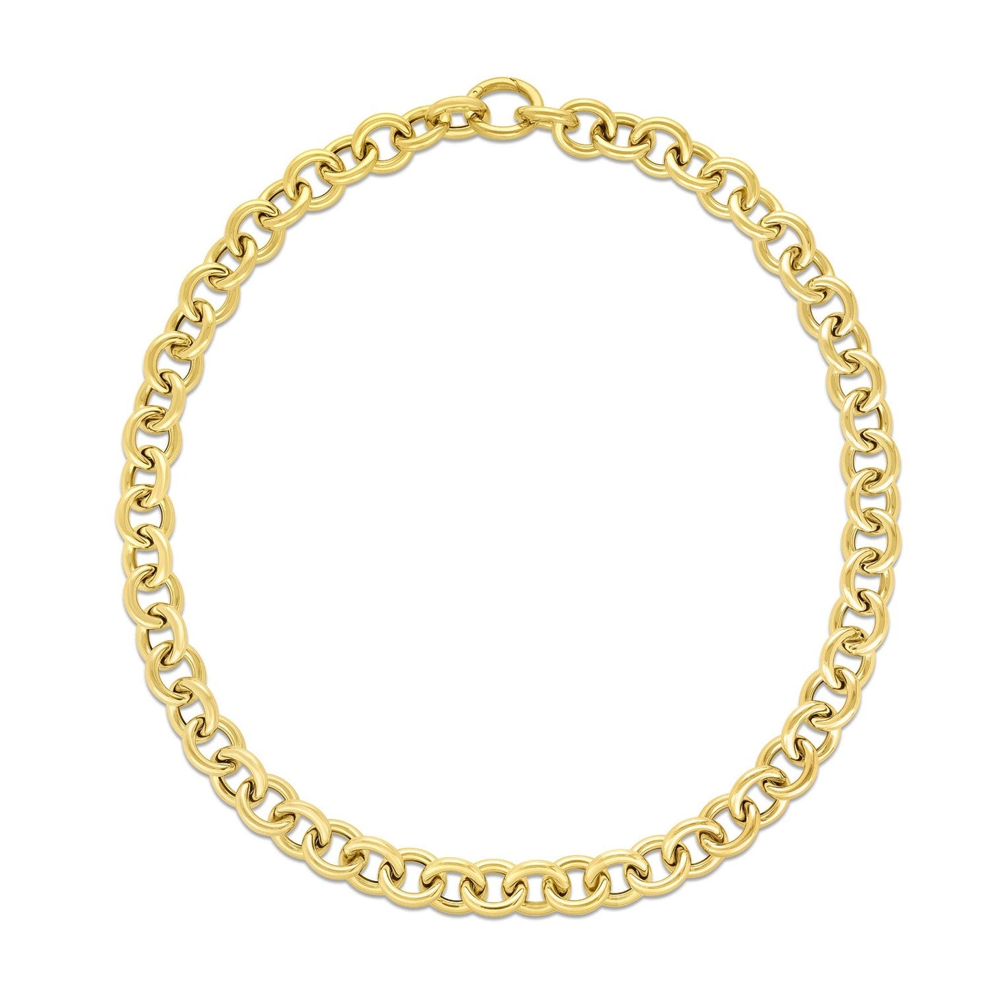 14k Yellow Gold Round Link Chain Necklace-1