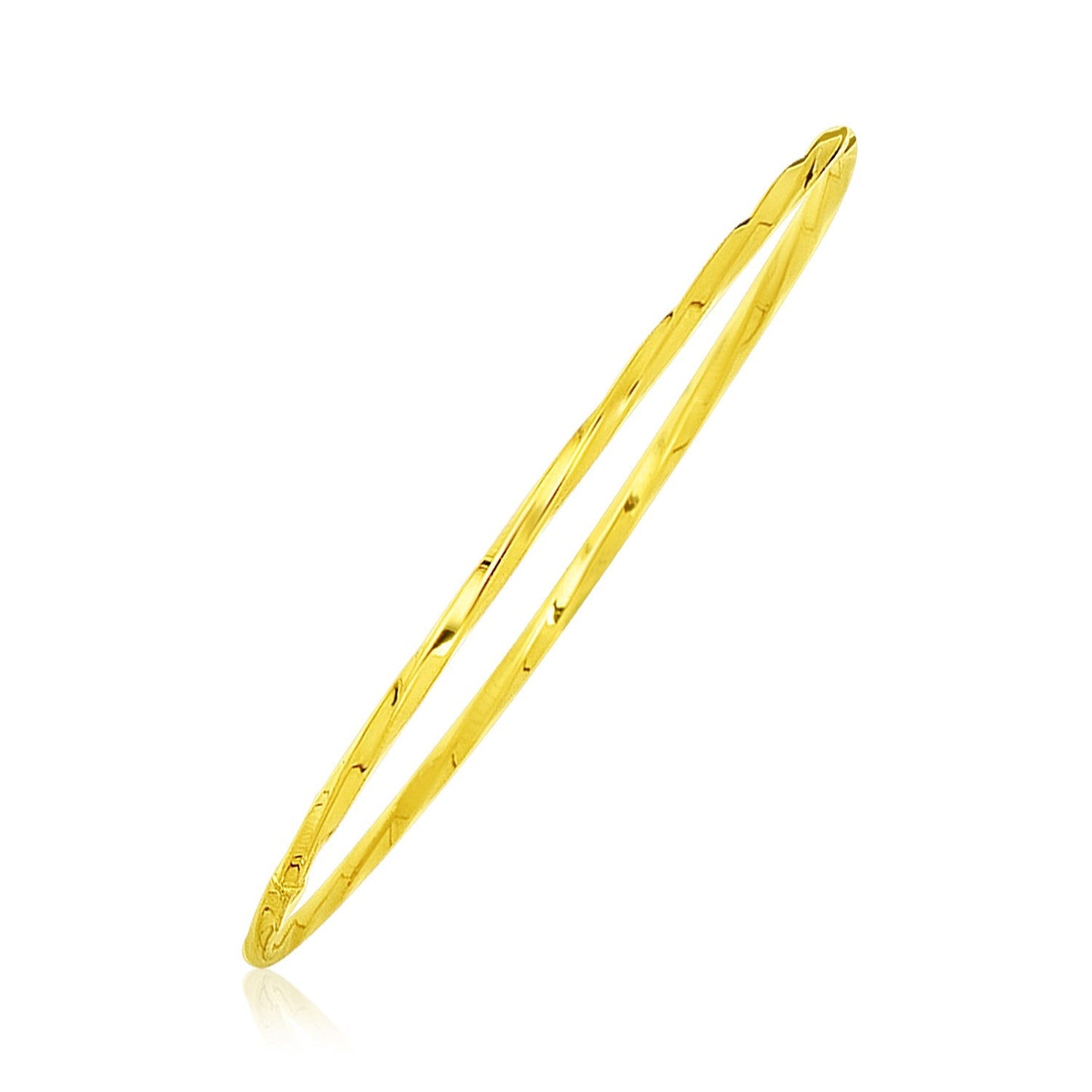14k Yellow Gold Thin Twisted Shiny Bangle-0