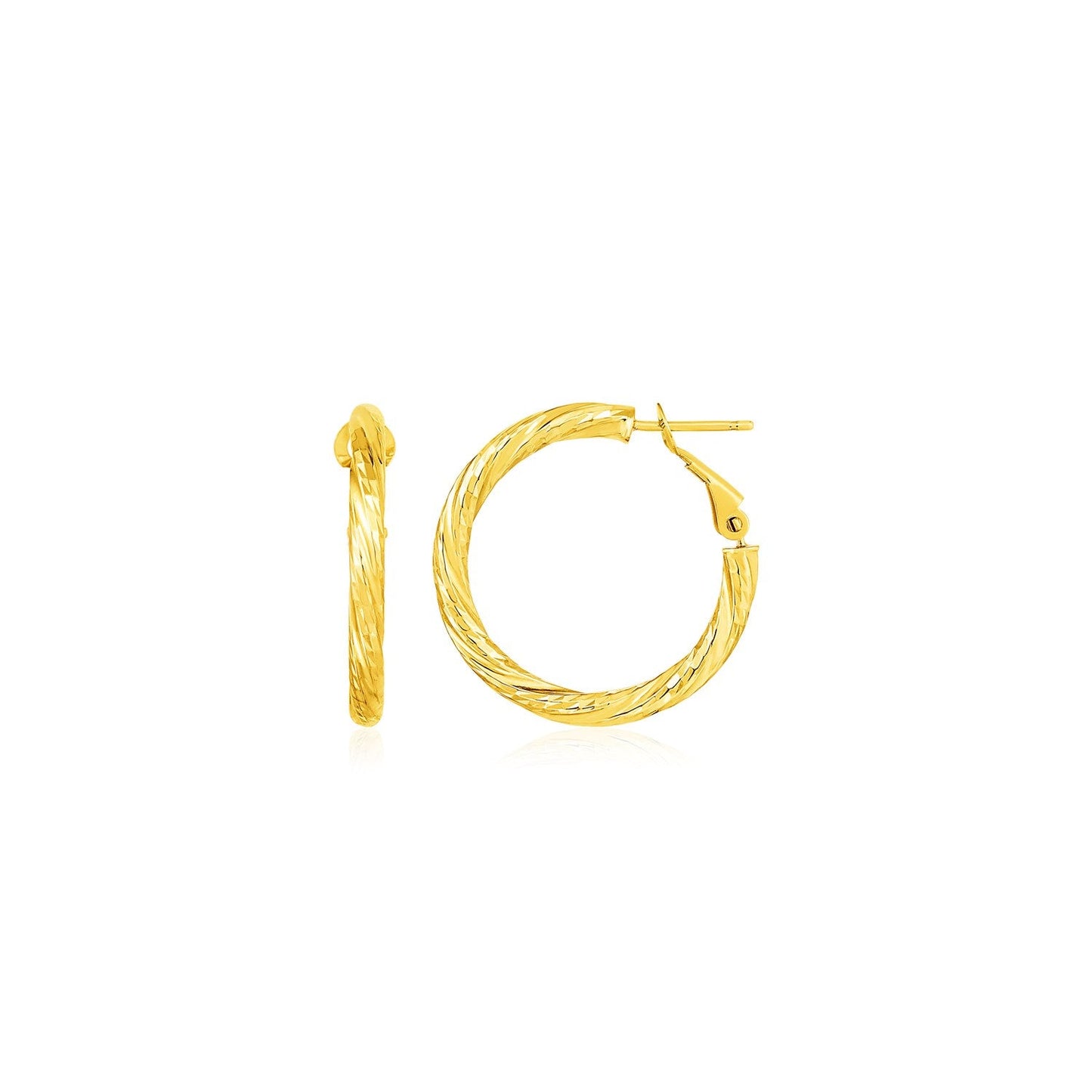 14k Yellow Gold Petite Twisted Round Hoop Earrings-0