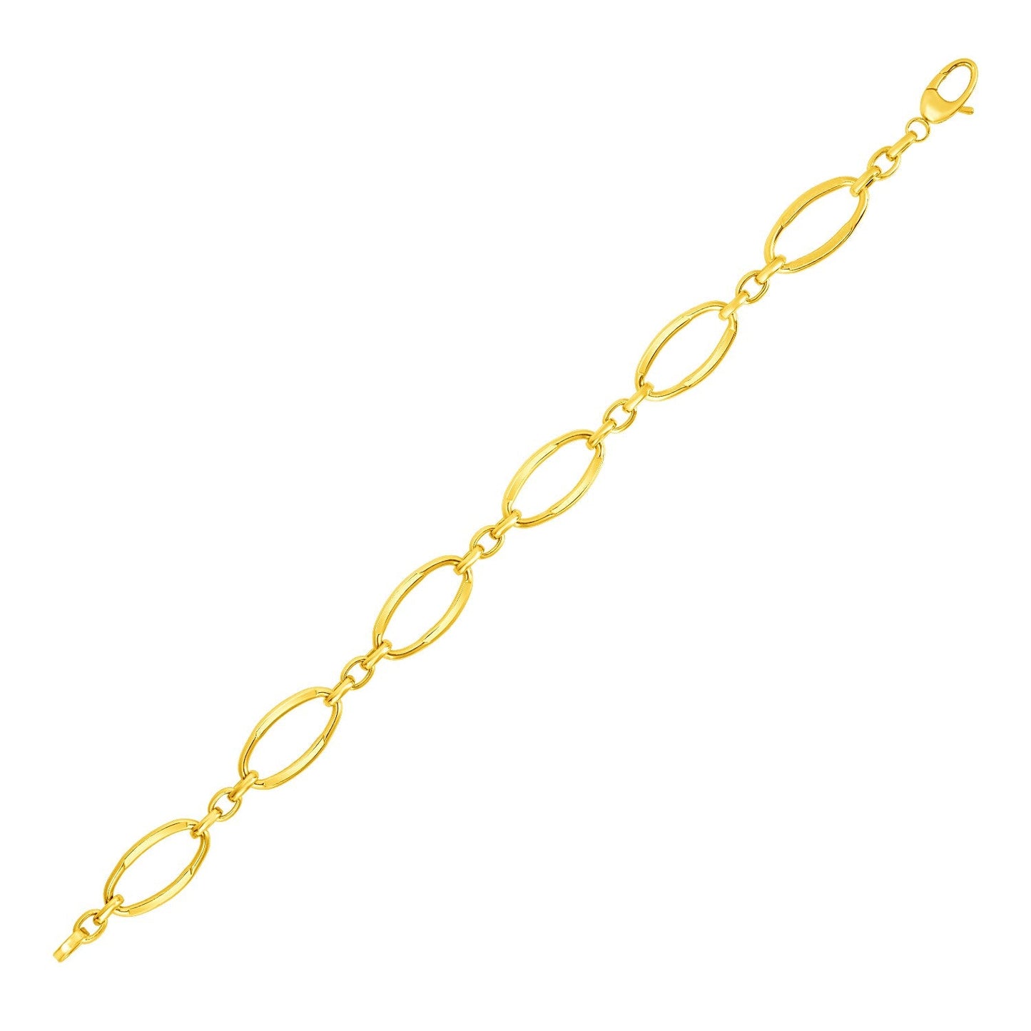 14k Yellow Gold Bracelet with Polished Oval Links-0