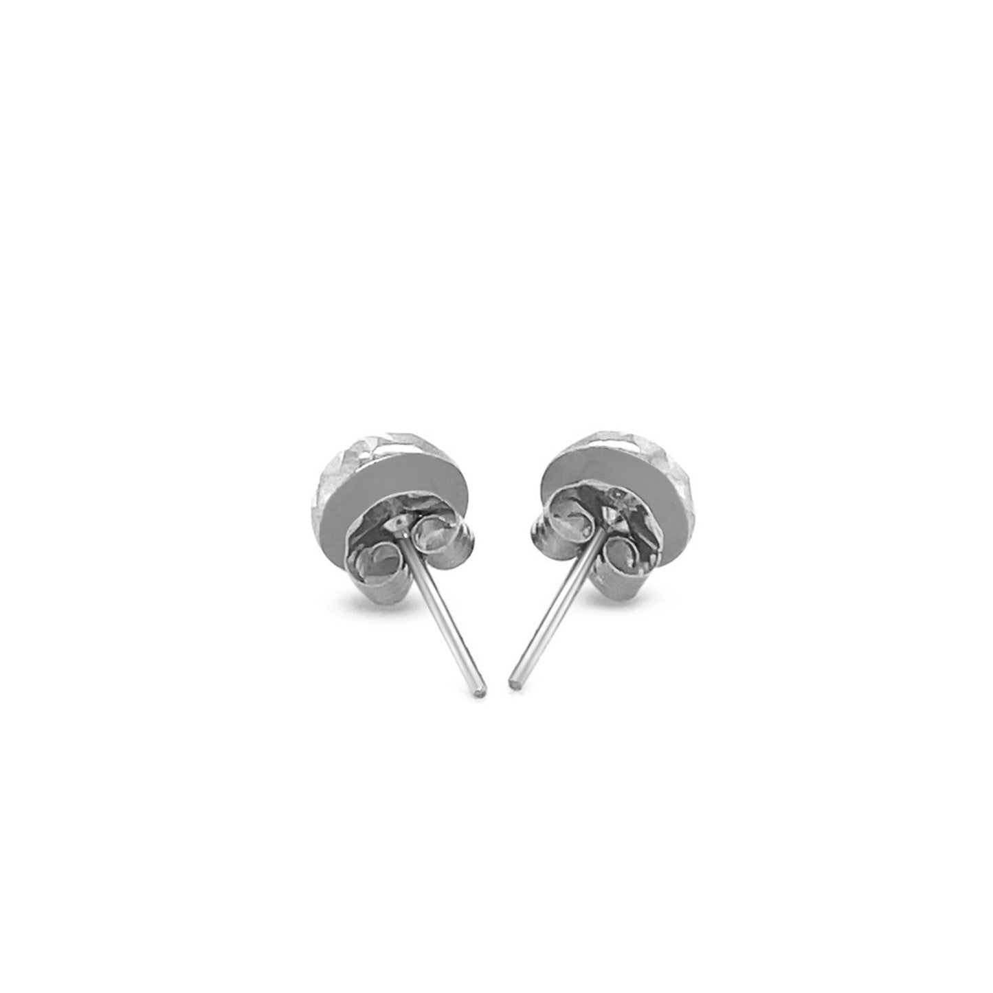 14k White Gold Textured Flat Style Stud Earrings-2