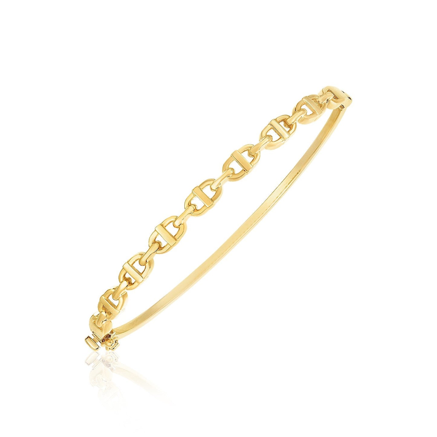 14k Yellow Gold High Polish Puffed Mariner Link Bangle (4.6mm)-0