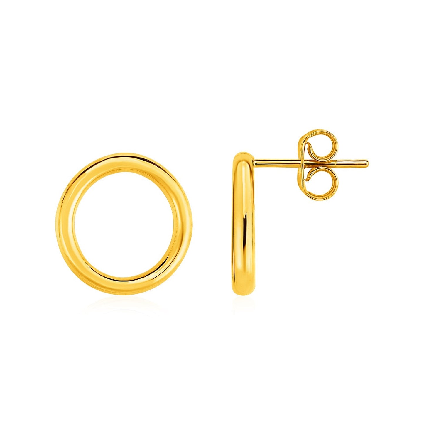 Open Circle Post Earrings in 14k Yellow Gold-0