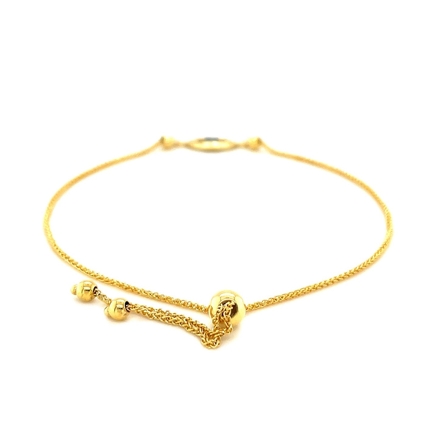 14k Yellow Gold Adjustable Evil Eye Bracelet-2