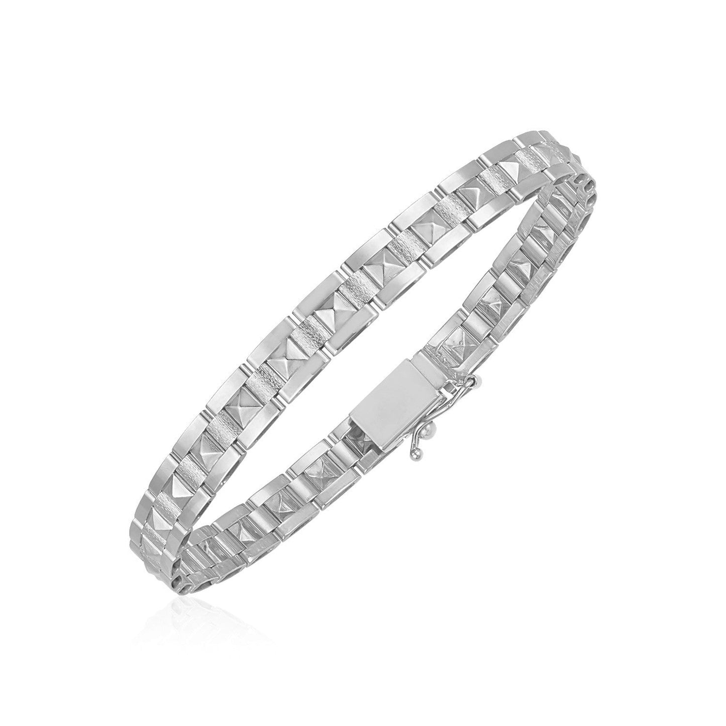 14k White Gold High Polish Spike Pyramid Bracelet (6mm)-0