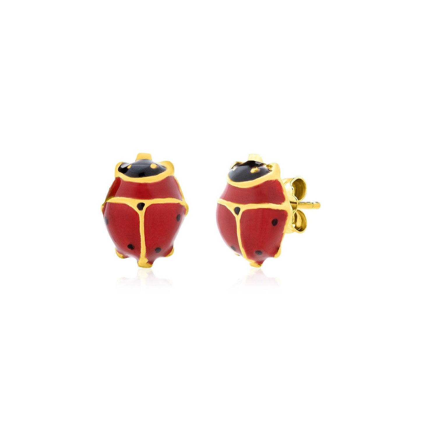 14K Yellow Gold Lady Bug Earrings-0