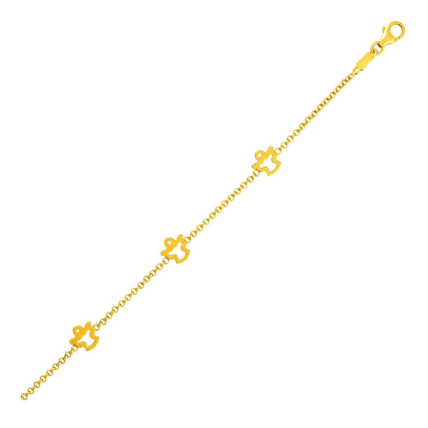 14k Yellow Gold Childrens Bracelet with Angels-0