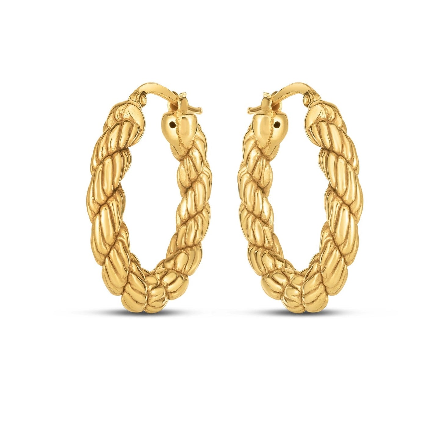 14k Yellow Gold Rope Hoop Earrings-1