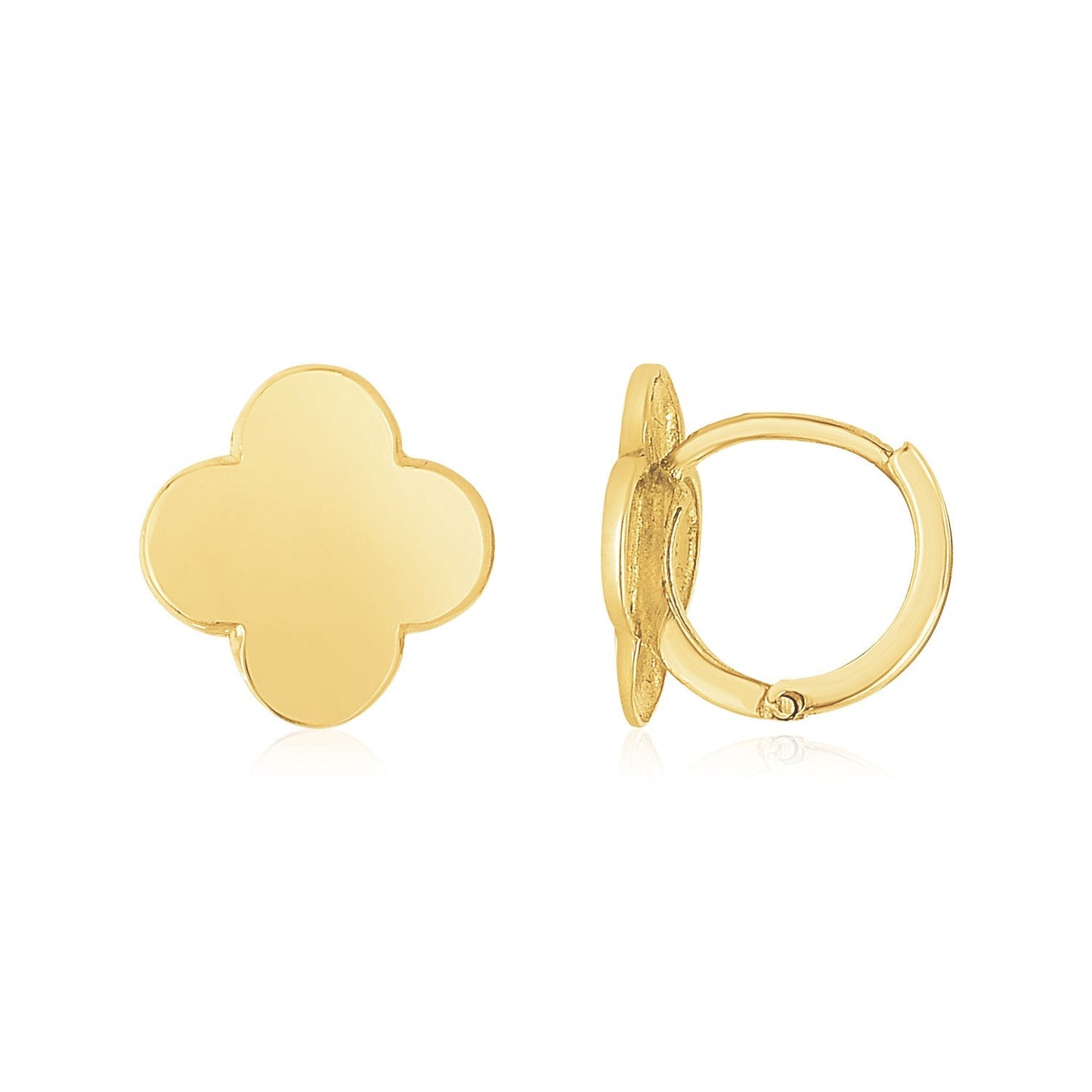 14K Yellow Gold Polished Clover Stud Earrings-0