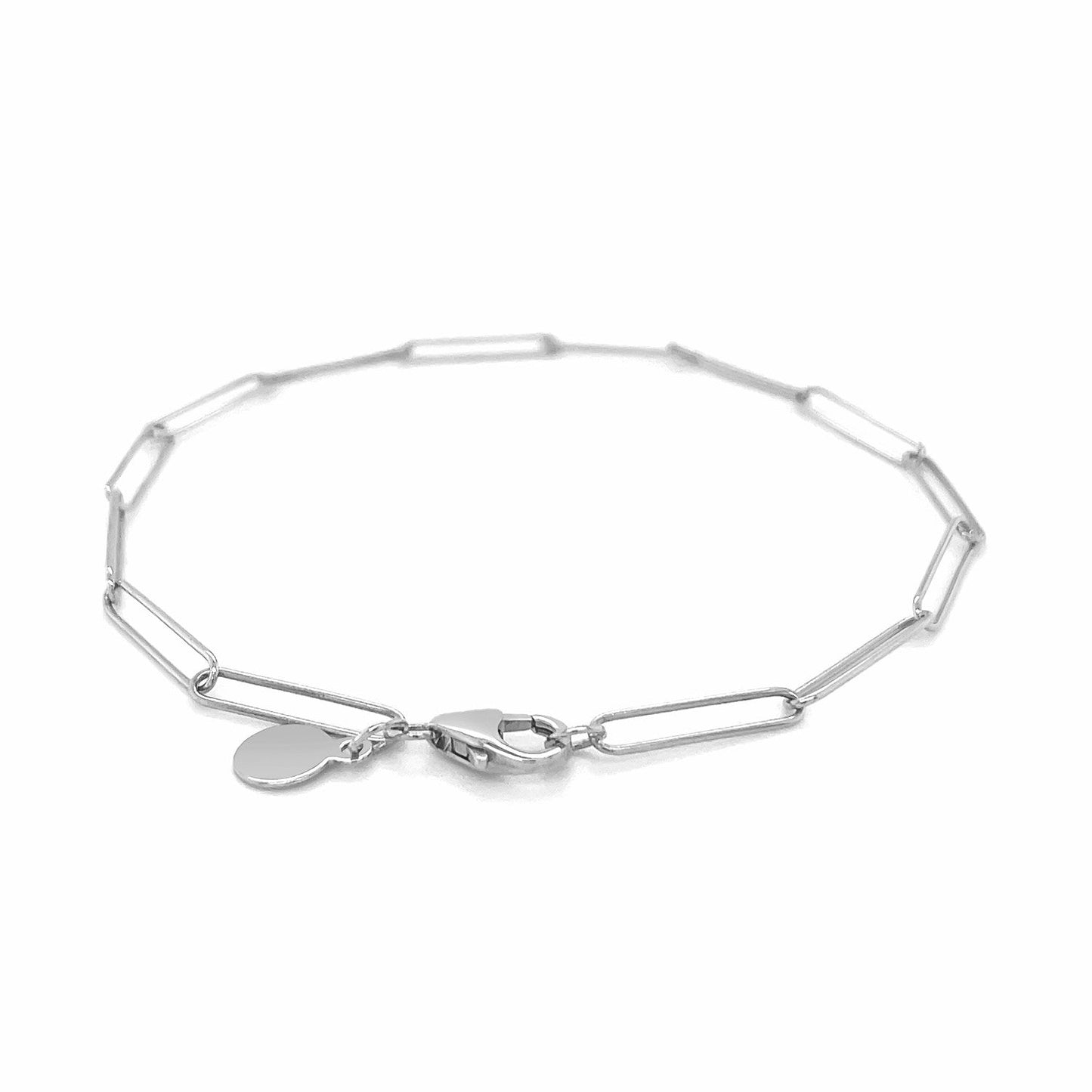14k White Gold Wire Paperclip Bracelet (2.7mm)-2