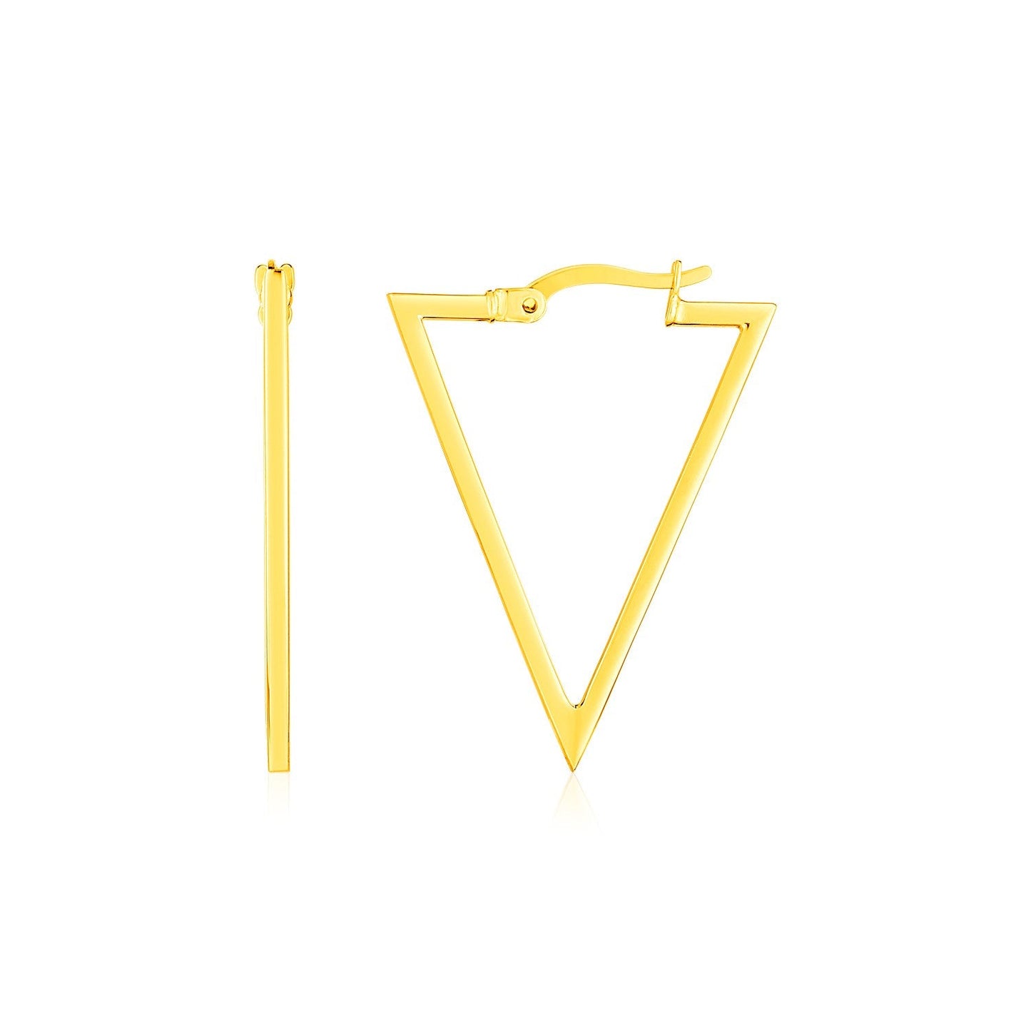 14K Yellow Gold Triangle Hoop Earrings-0