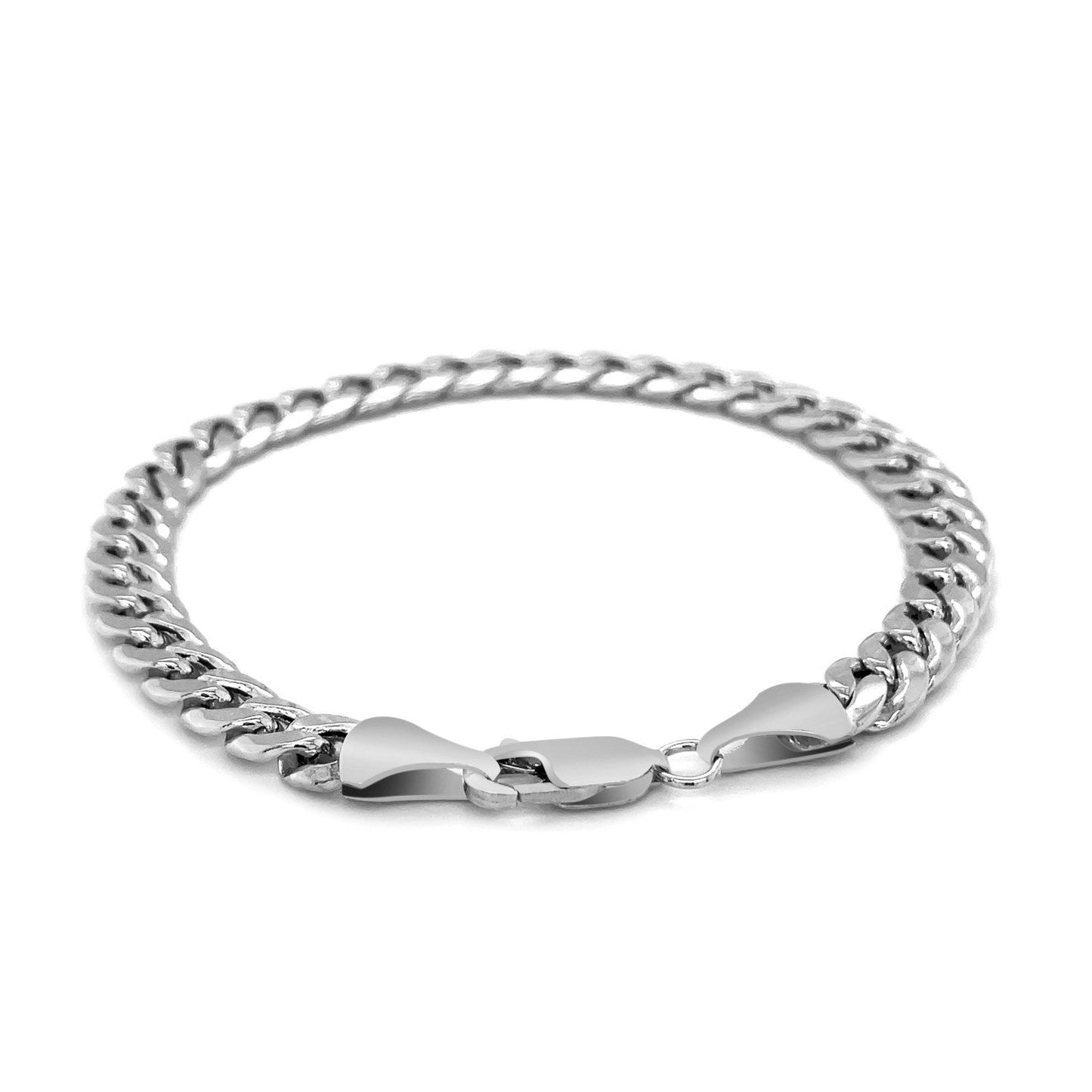 6.7mm 14k White Gold Miami Cuban Semi Solid Bracelet-2