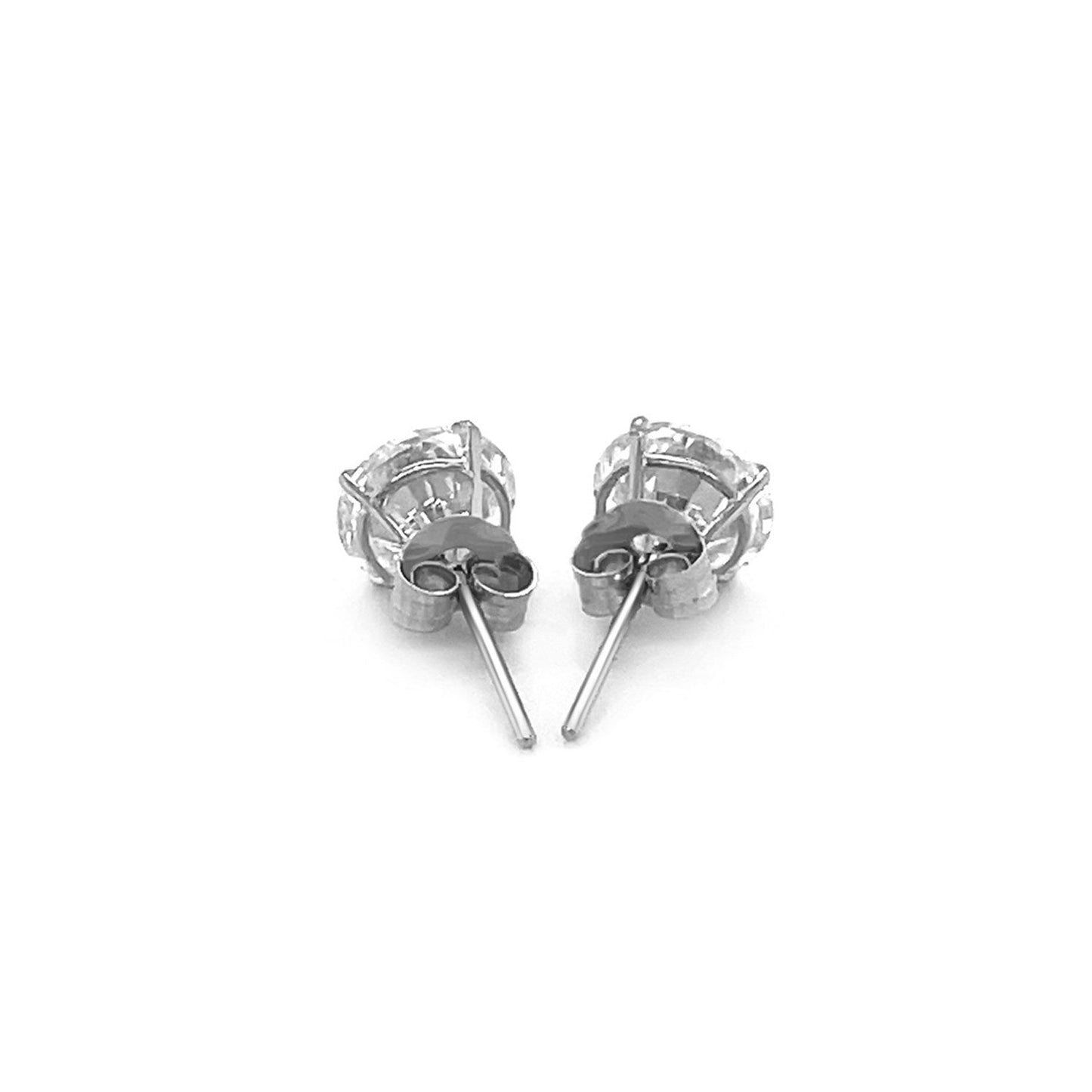 14k White Gold Stud Earrings with White Hue Faceted Cubic Zirconia-2