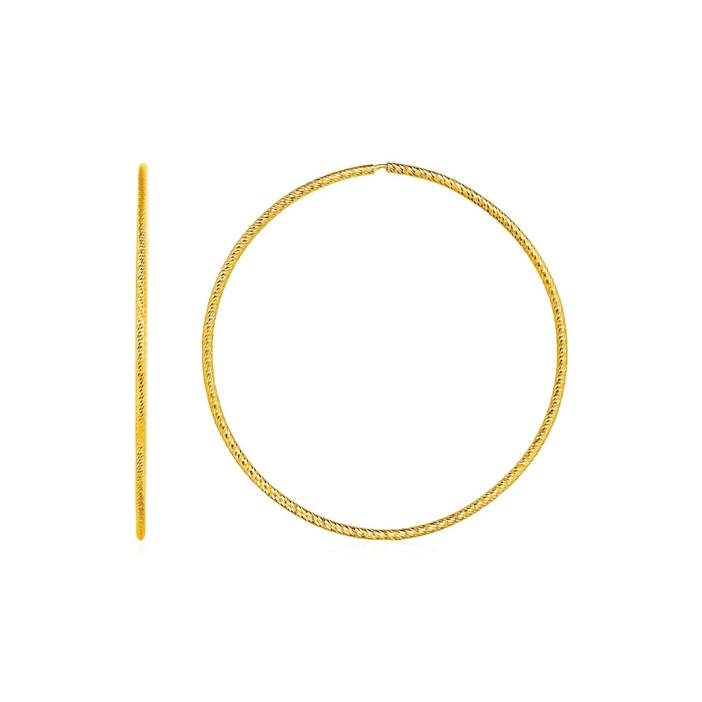 Textured Endless Hoop Earrings in 14k Yellow Gold-0