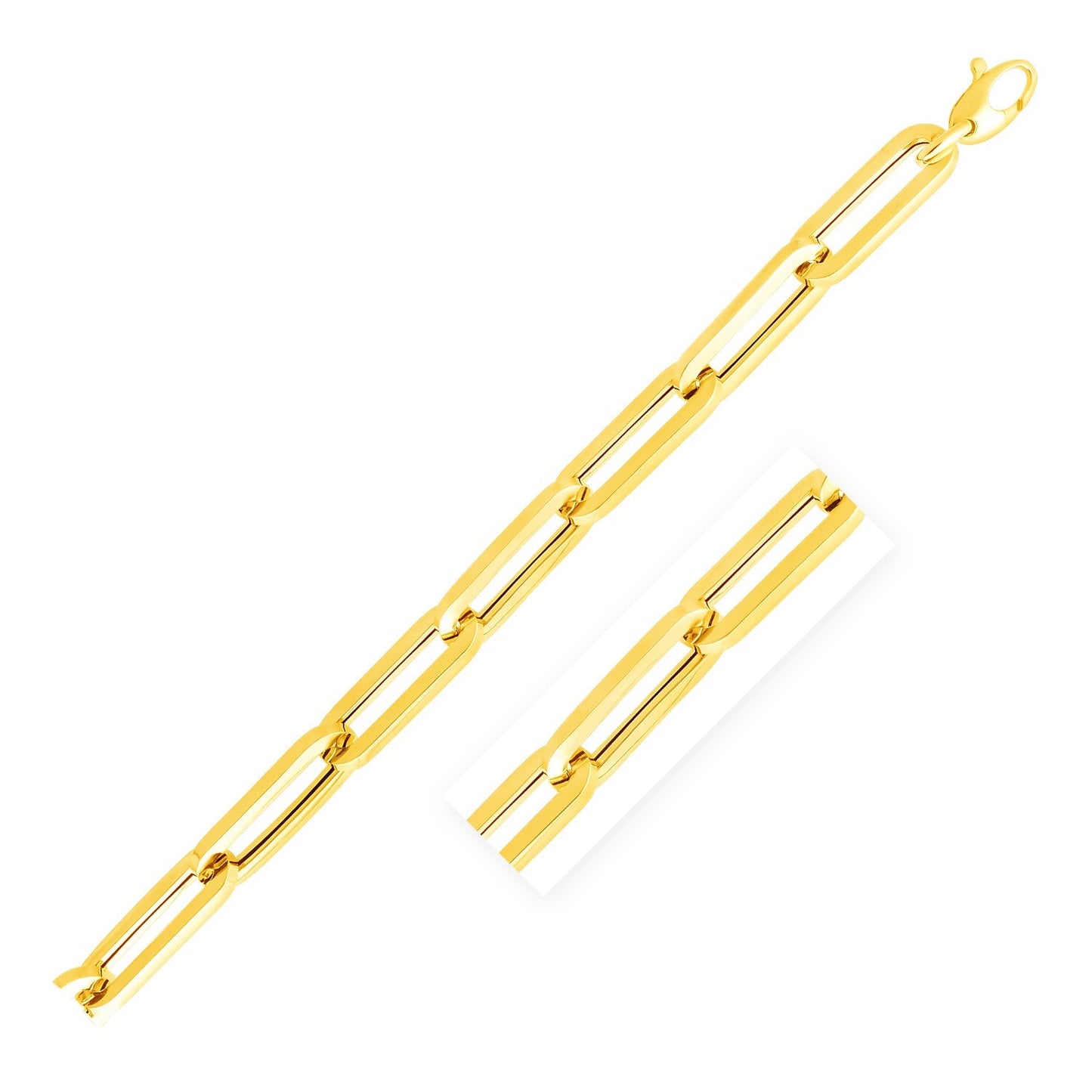 14k Yellow Gold 8 inch Extra Wide Paperclip Chain Bracelet-0
