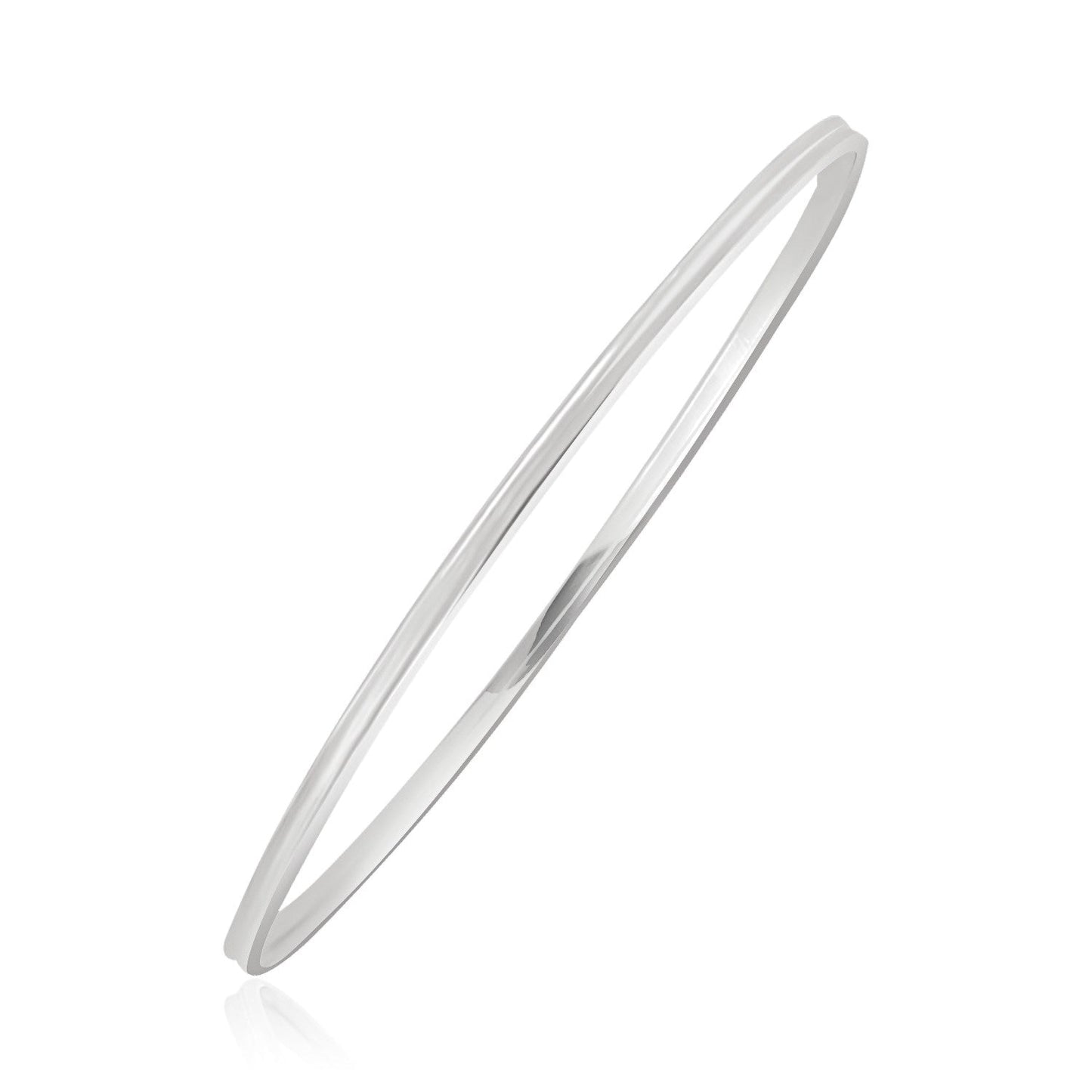 14k White Gold Concave Motif Thin Stackable Bangle-0
