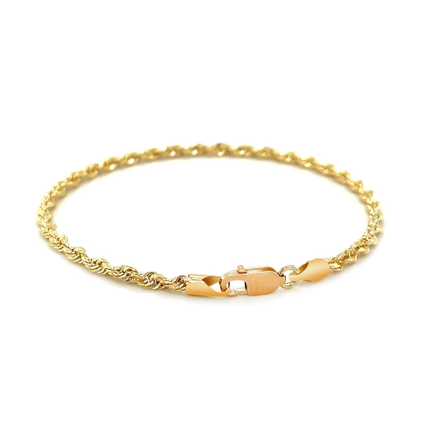 2.75mm 10k Yellow Gold Solid Diamond Cut Rope Bracelet-2