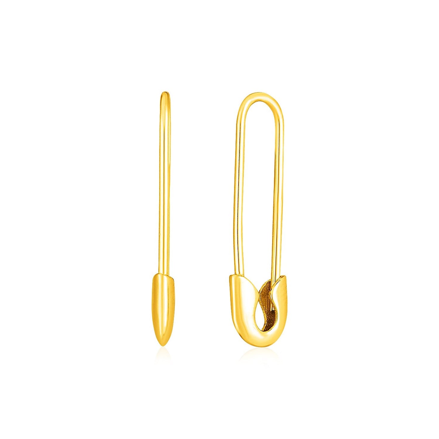 14k Yellow Gold Safety Pin Earrings-0