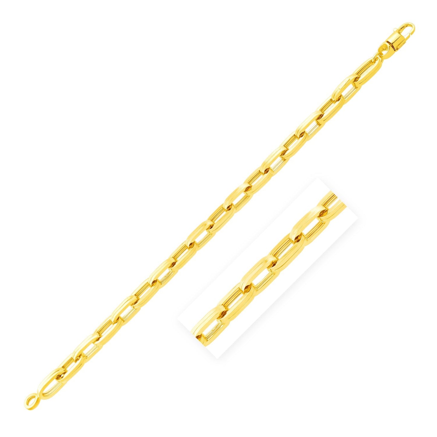 14k Yellow Gold 8 1/2 inch Mens Wide Paperclip Chain Bracelet-0