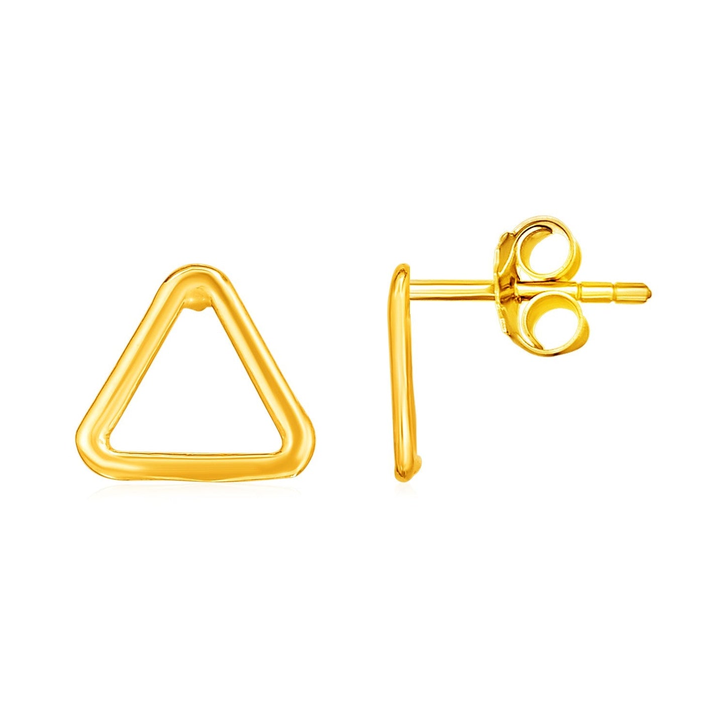 14k Yellow Gold Post Earrings with Open Triangles-0