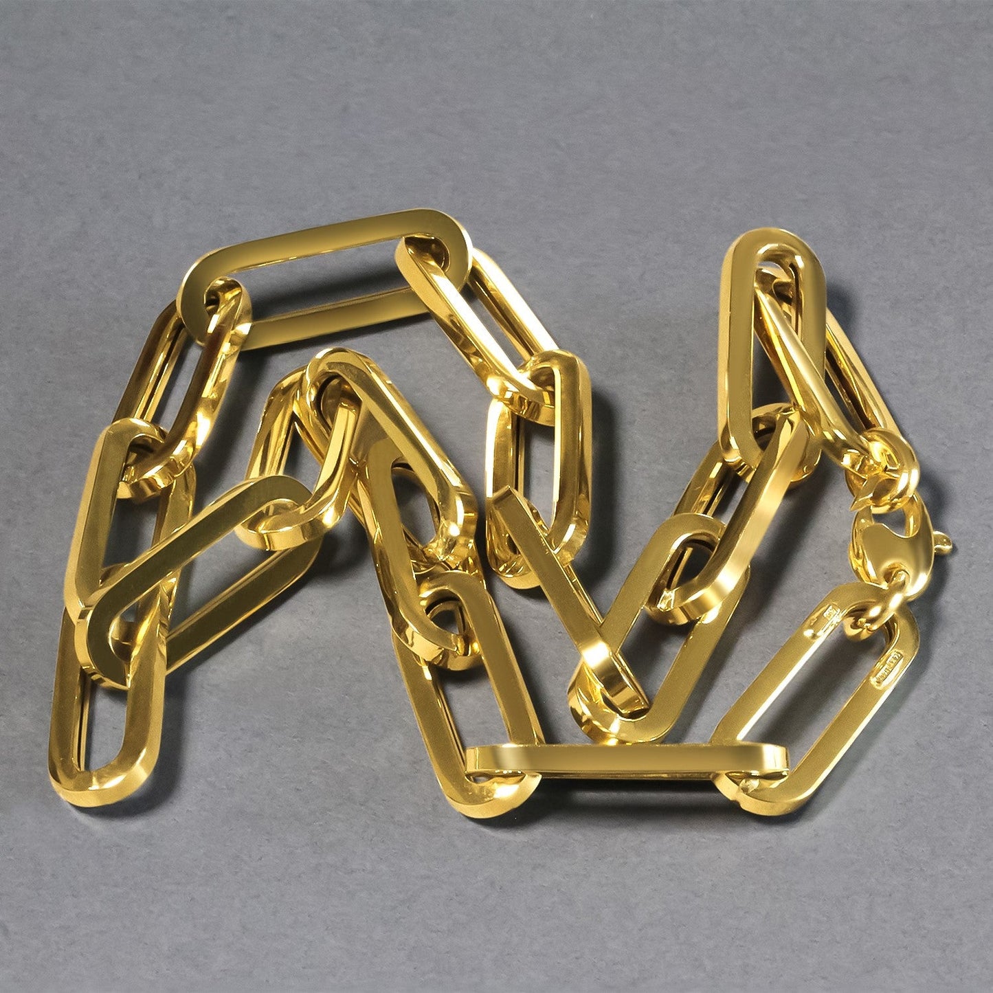 14k Yellow Gold Extra Wide Paperclip Chain Necklace-4