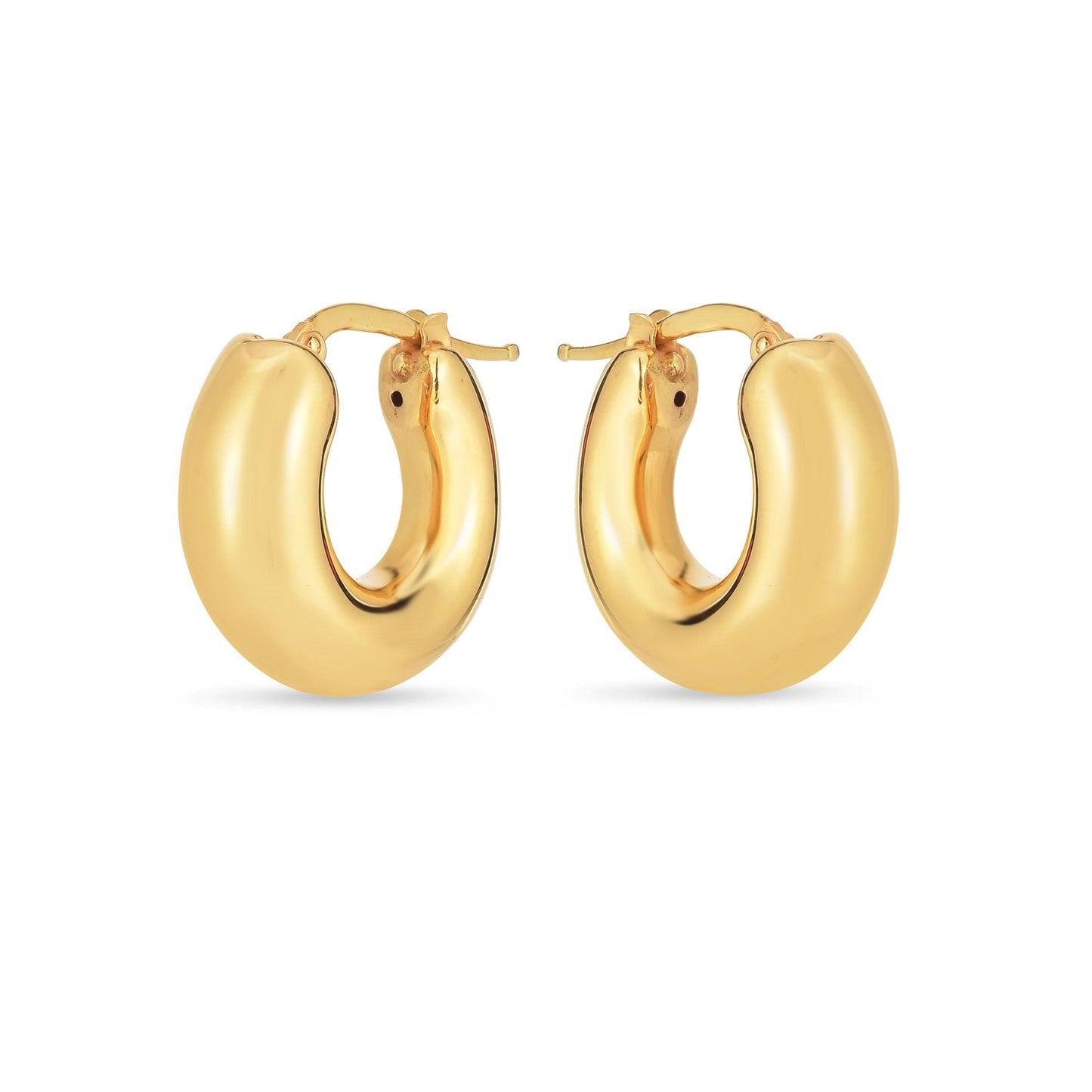 14k Yellow Gold Small Puffy Hoops-1