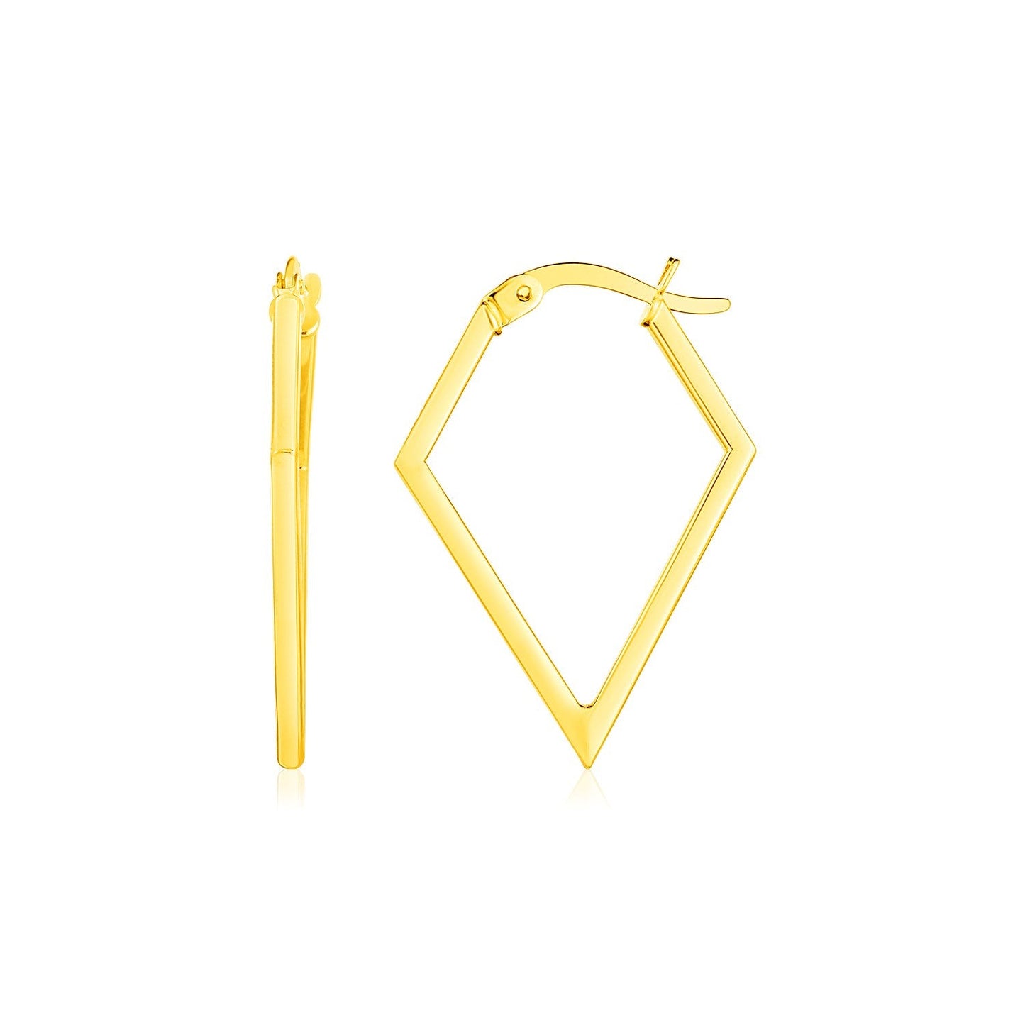 14K Yellow Gold Diamond Motif Hoop Earrings-0