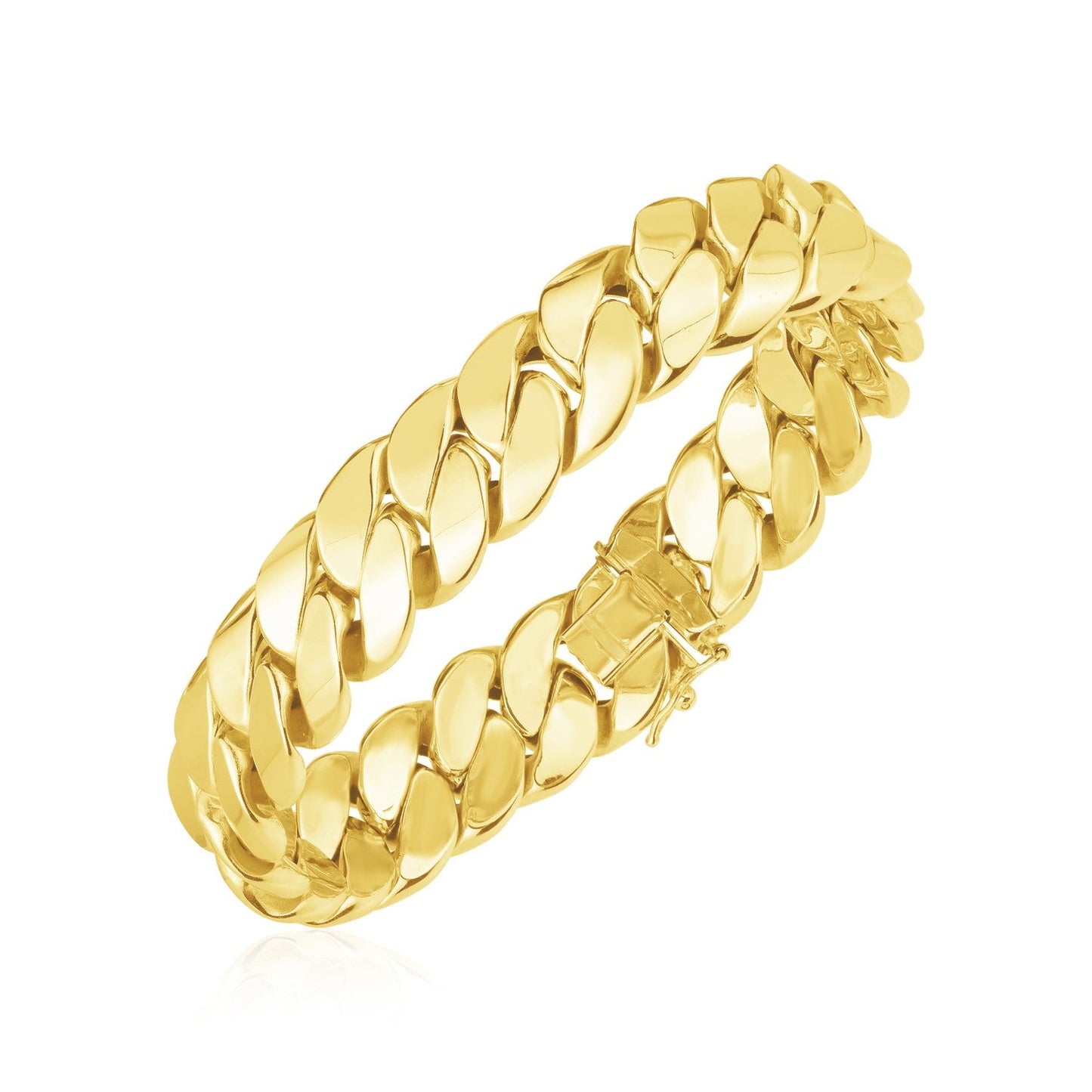14k Yellow Gold High Polish LA Cubana Link Bracelet-0