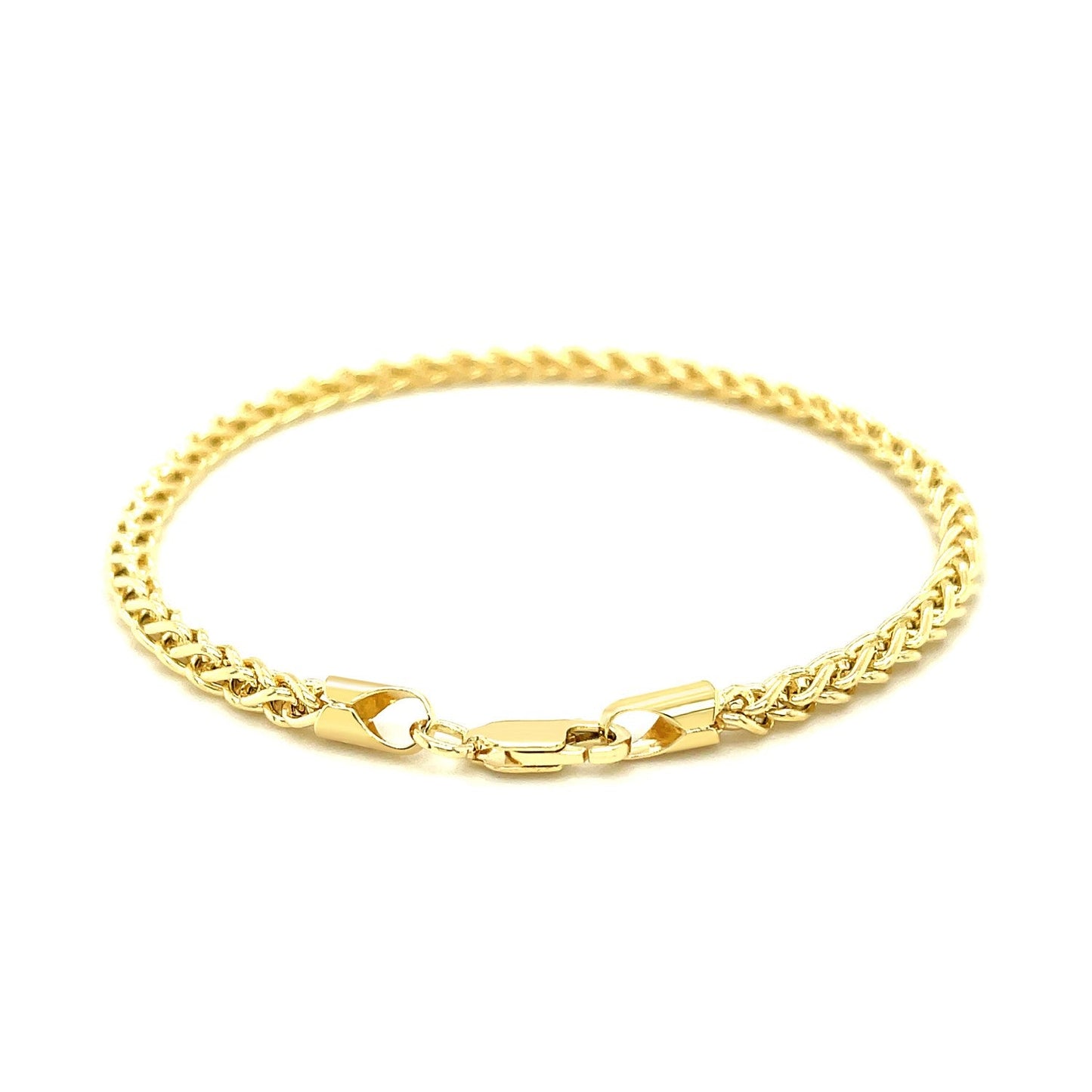 3.3mm 14k Yellow Gold Light Weight Wheat Bracelet-2