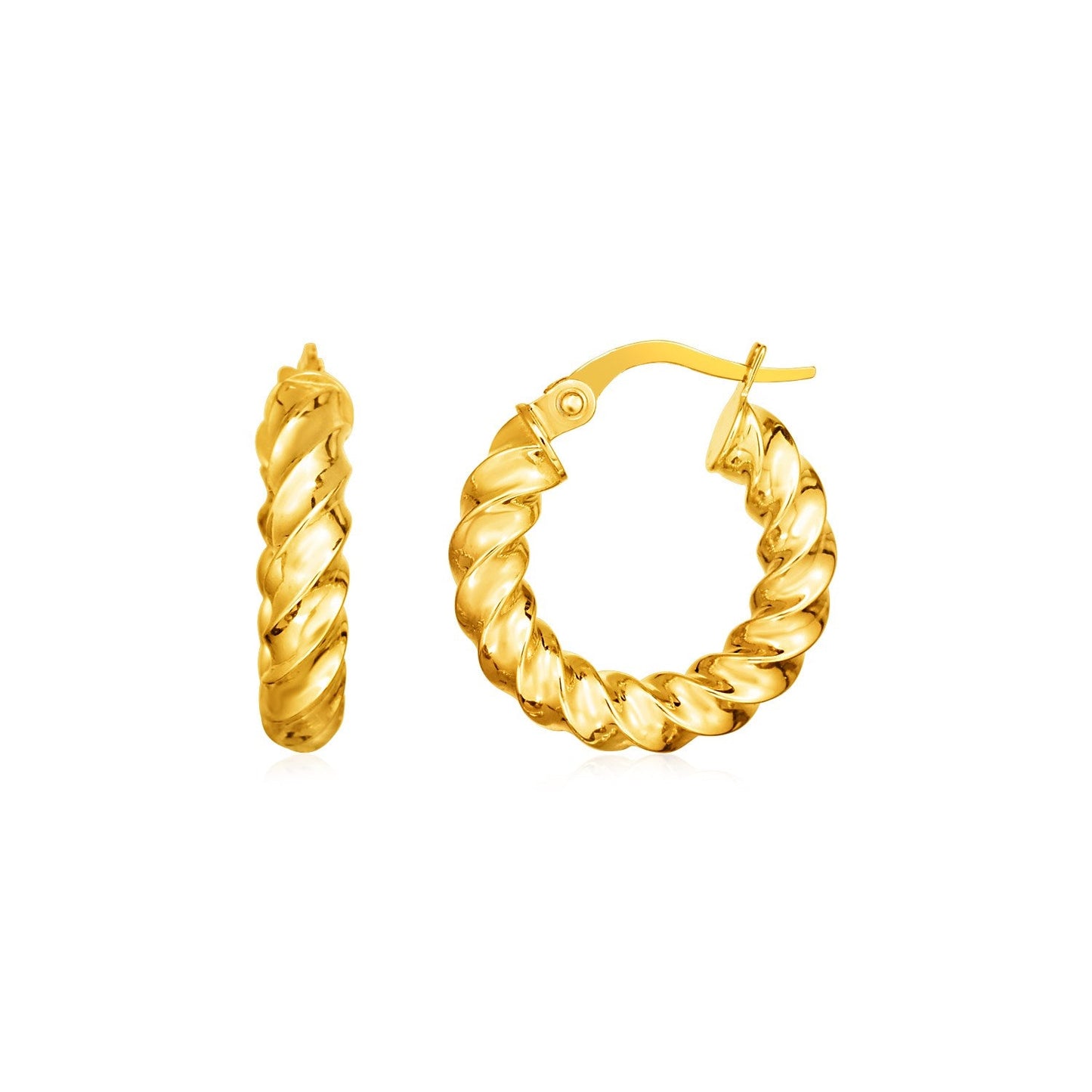 14k Yellow Gold Polished Twisted Hoop Earrings-0