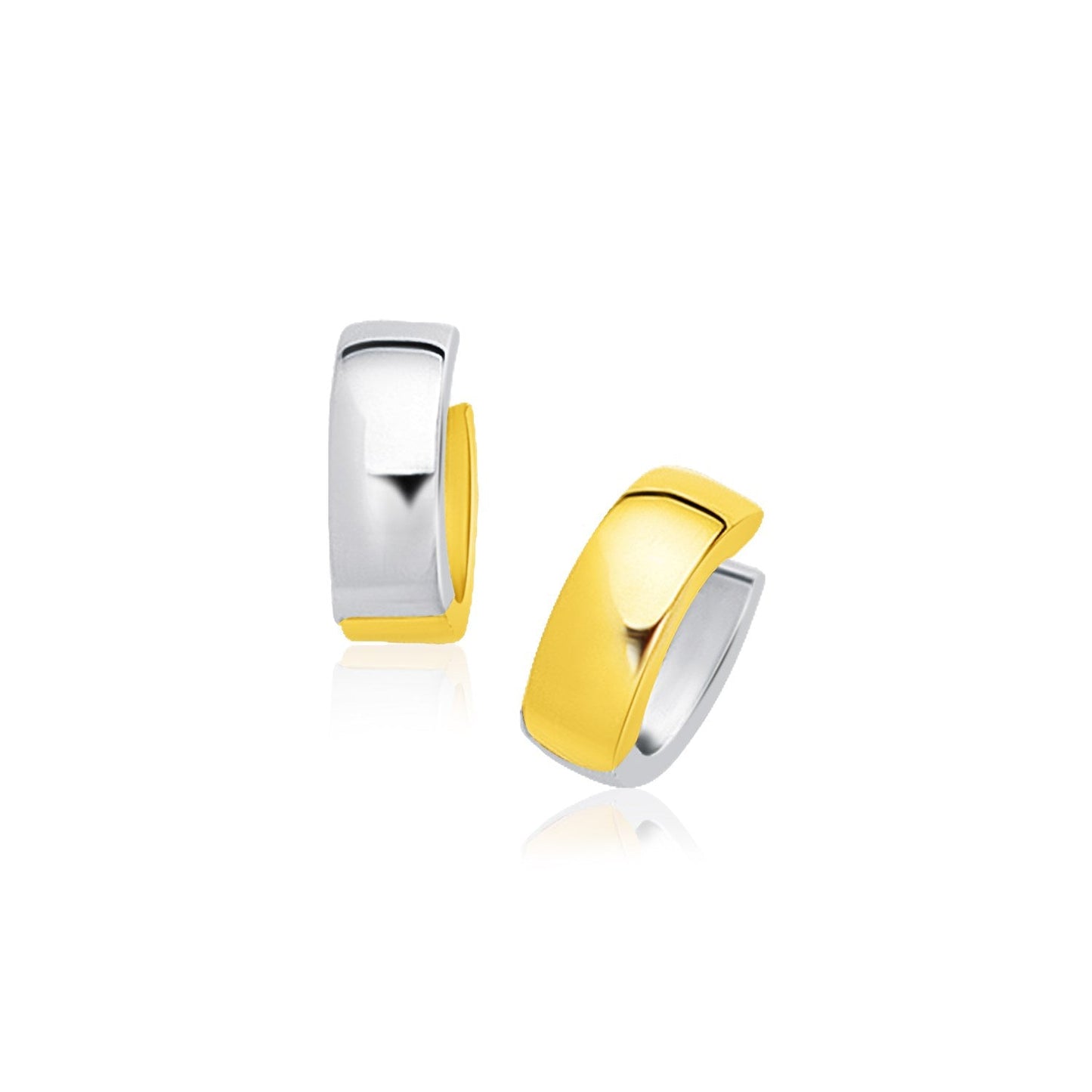 14k Two-Tone Gold Snuggable Style Earrings-0