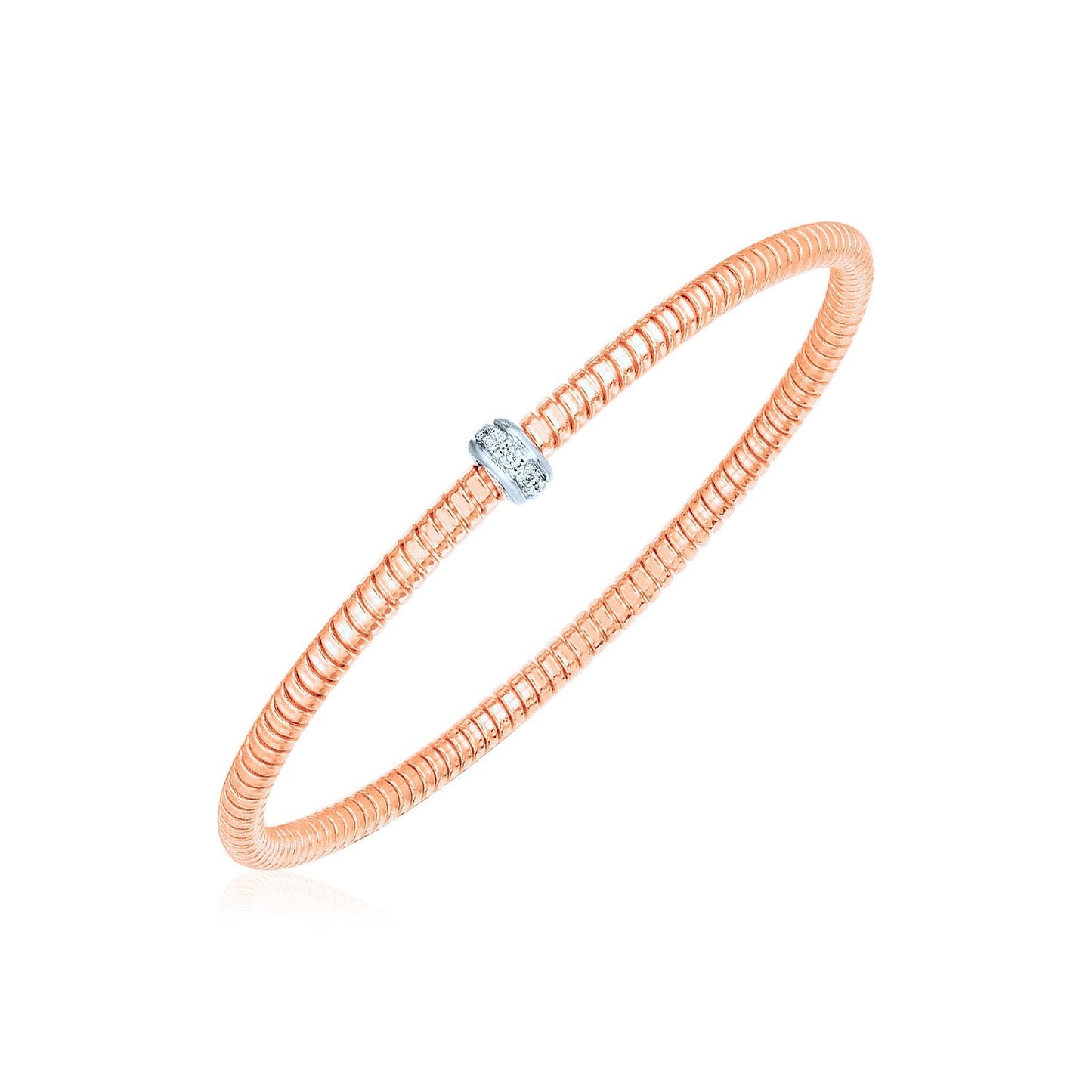 14k Rose Gold Stretch Bangle with Diamonds-0