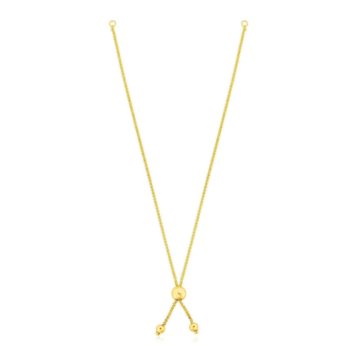 14k Yellow Gold 8 inch Adjustable Friendship Bracelet Chain with Ball Slide-0