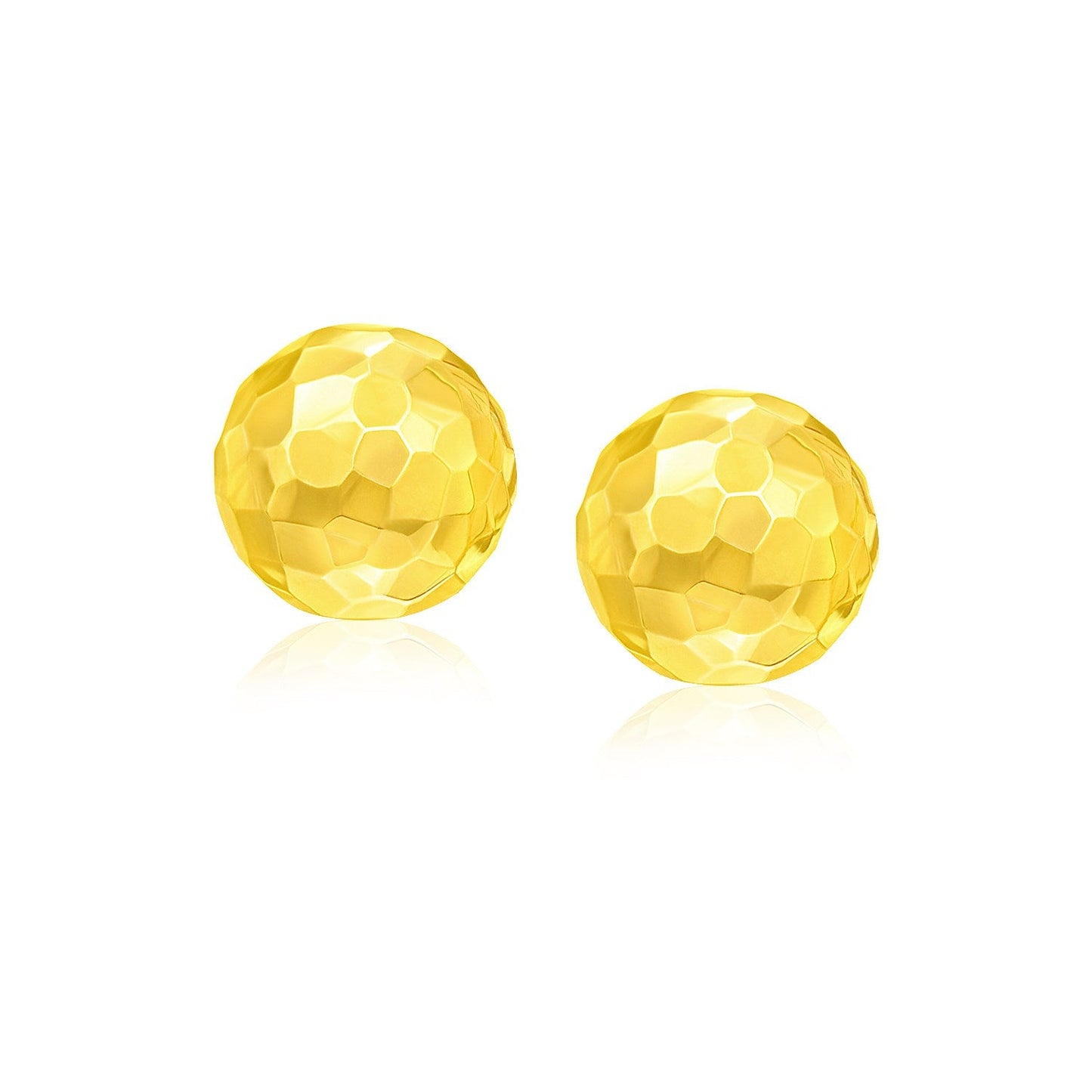 14k Yellow Gold Round Faceted Style Stud Earrings-0