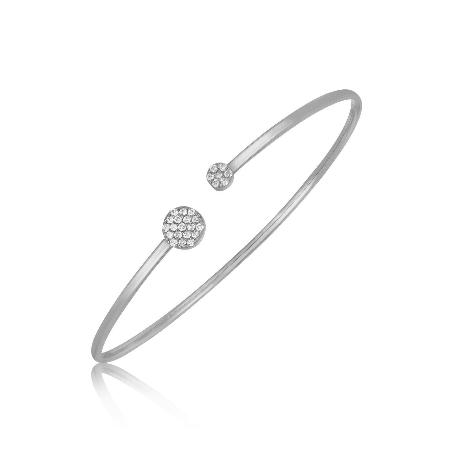 14k White Gold High Polish Diamond Cluster Bangle (2mm)-0