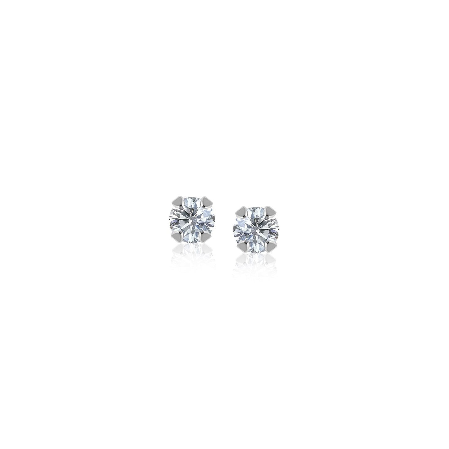 14k White Gold White Cubic Zirconia 2mm Stud Earrings-0