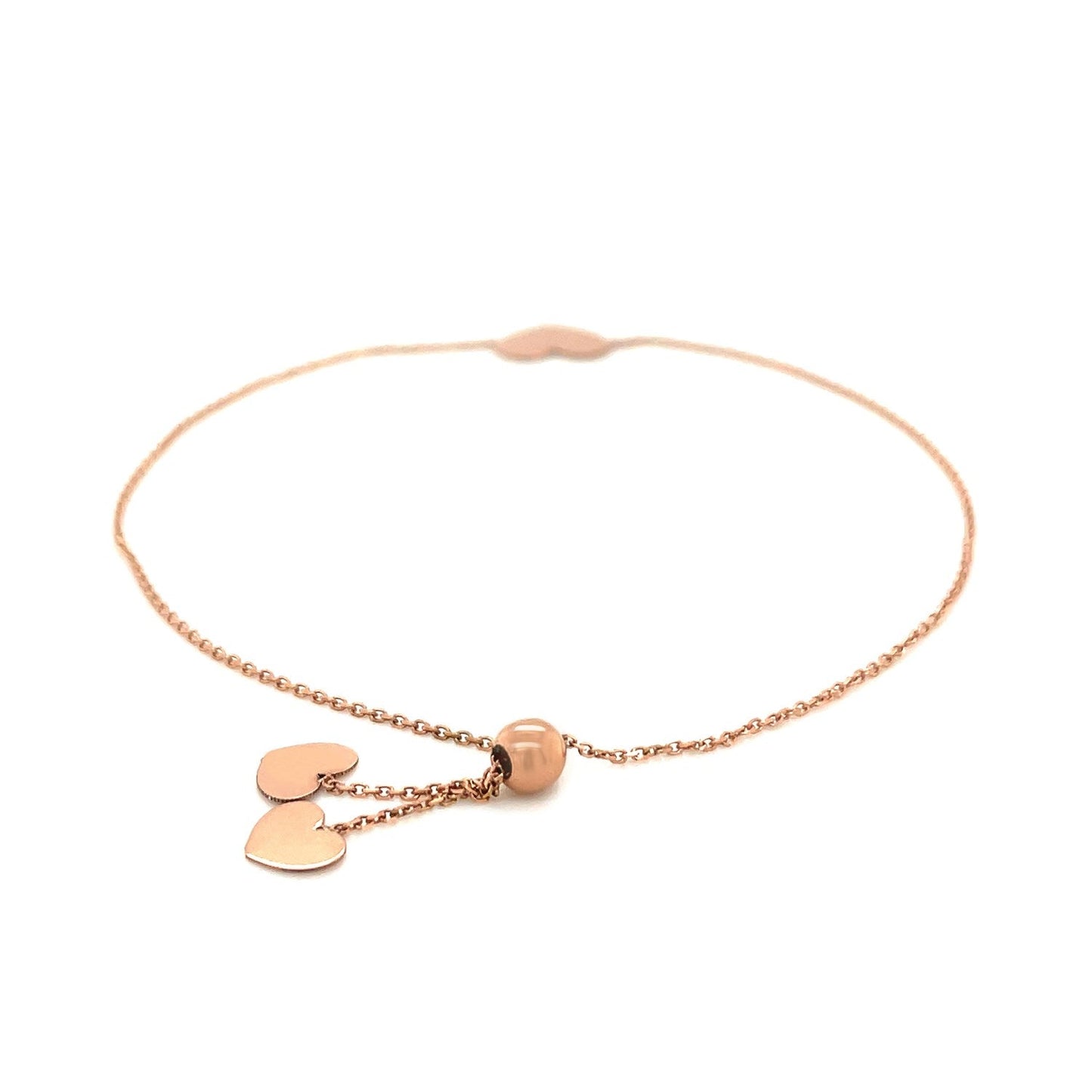 14k Rose Gold Adjustable Heart Bracelet-2