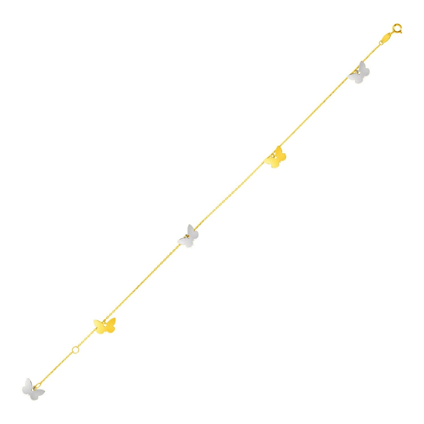14k Two Tone Gold Anklet with Butterflies-0