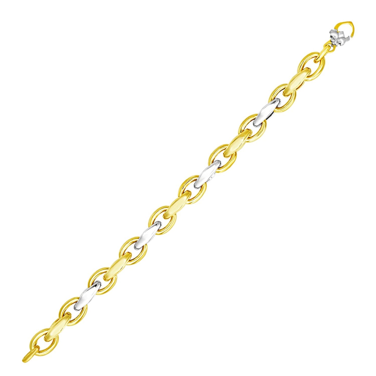 14k Two-Tone Gold Oval and Graduated Link Bracelet-0