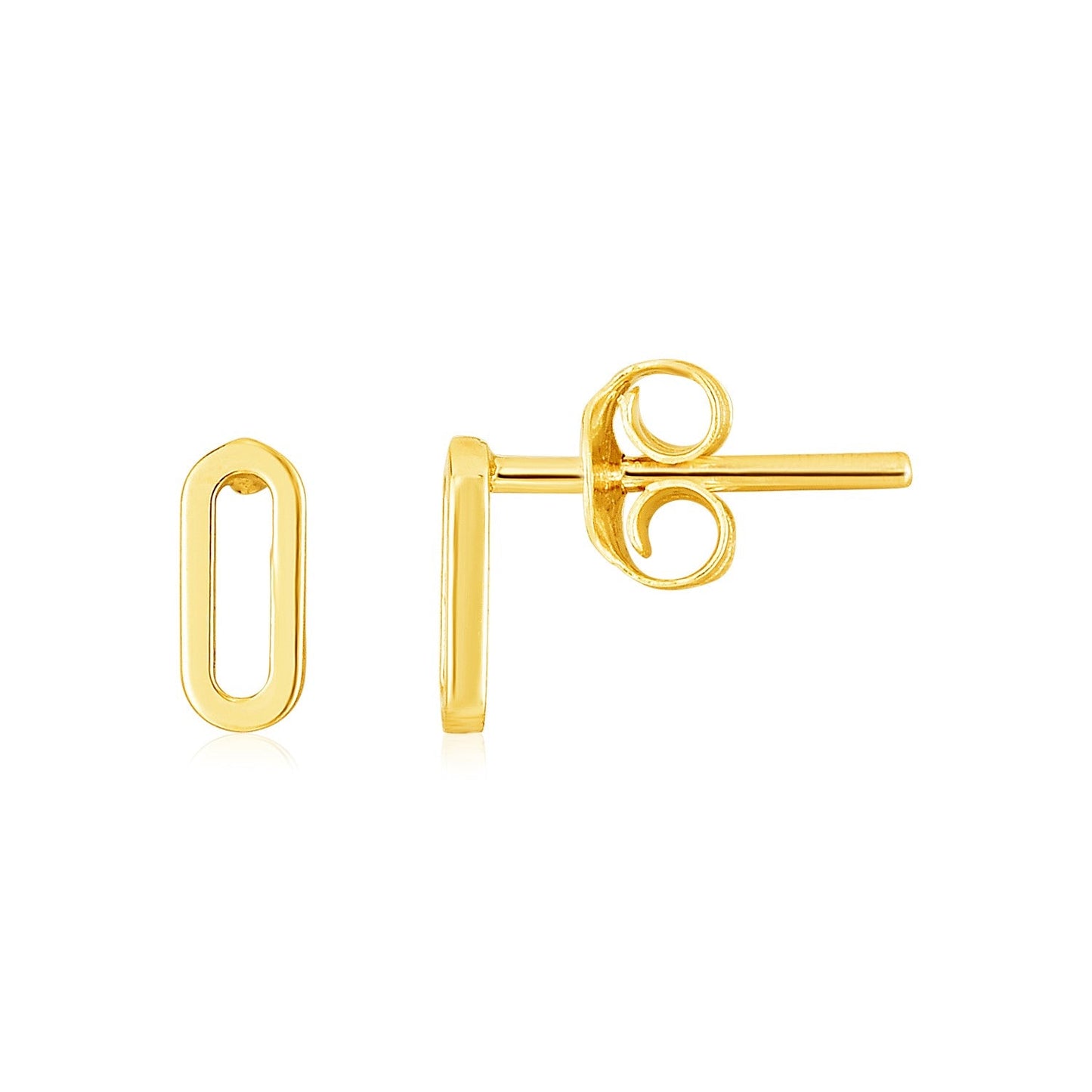 14k Yellow Gold Paperclip Link Stud Earrings-0
