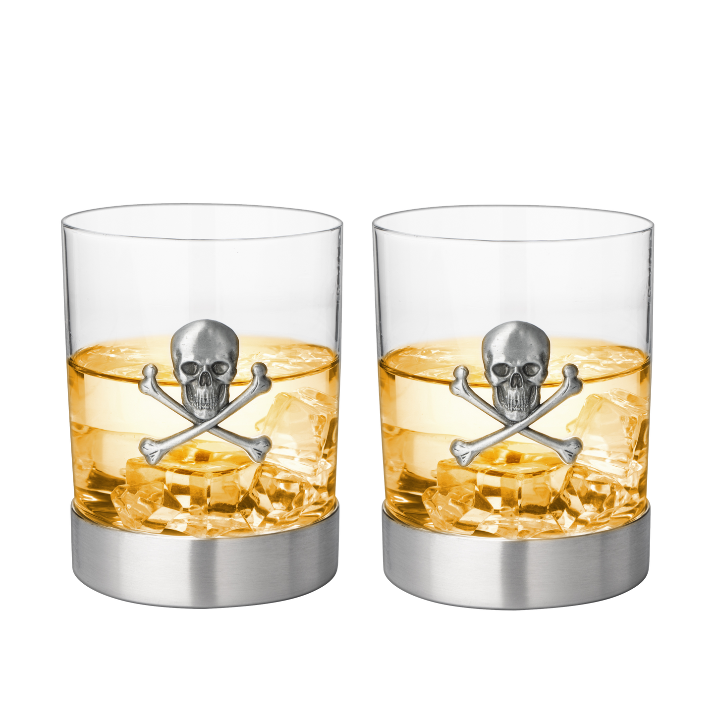 Skull & Skeleton Crossbones Pewter Whiskey & Wine Drinking Glasses - 11oz Set of 2 - Water, Rum, Brandy & Scotch Glass, Elegant, Skeleton Crystal Cup, Gifts for Men & Women, Old Fashioned Glass-4