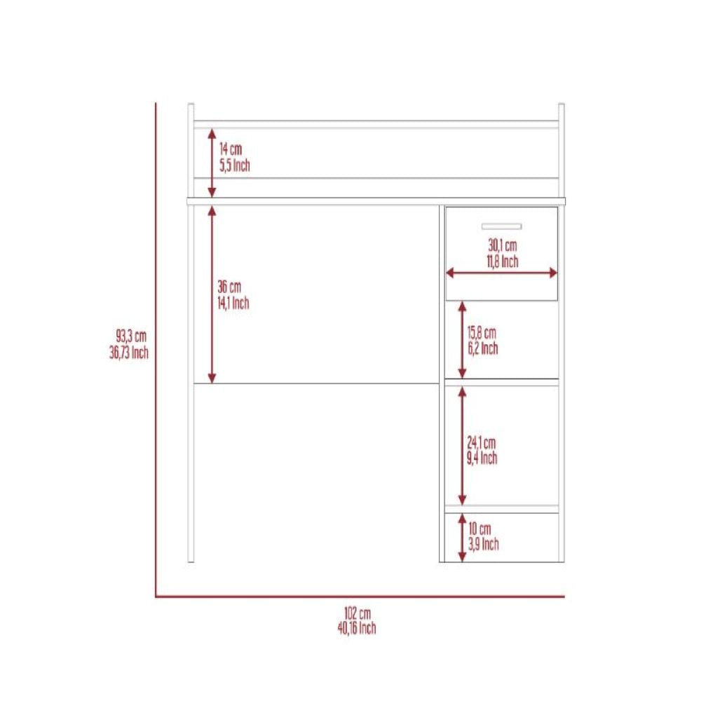 Computer Desk Delmar with Open Storage Shelves and Single Drawer, Smokey Oak Finish-8