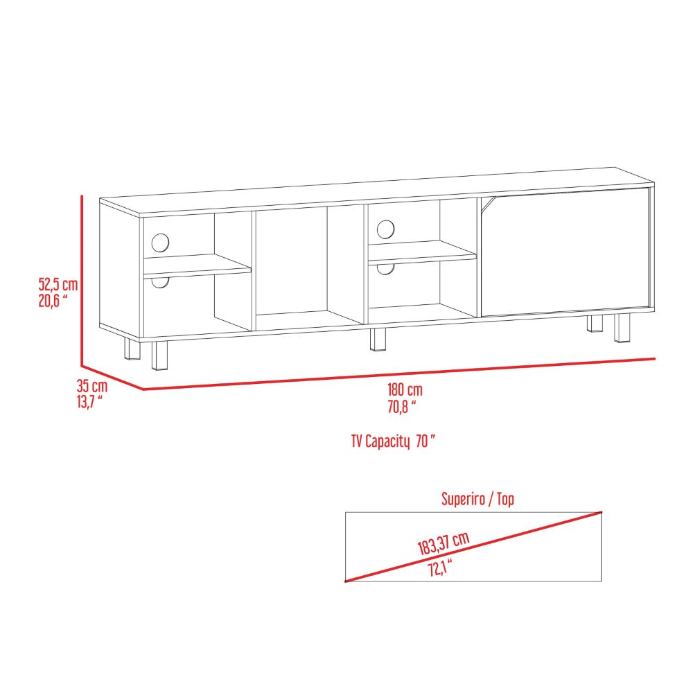 TV Stand for TV´s up 70" Estocolmo, Four Open Shelves, Light Oak Finish-8