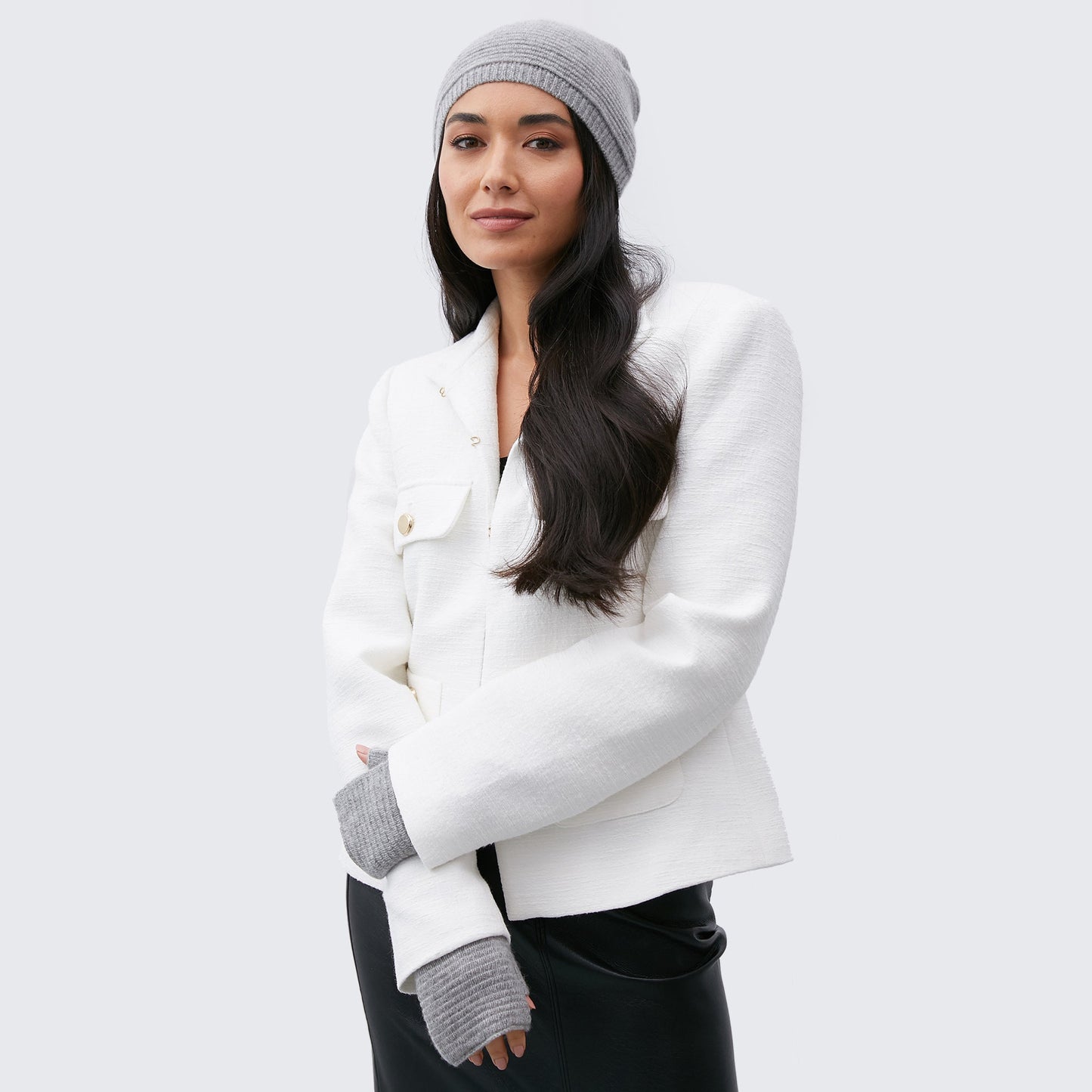 LADIES CASHMERE SLOUCHY HAT UNEVEN RIBBING-8